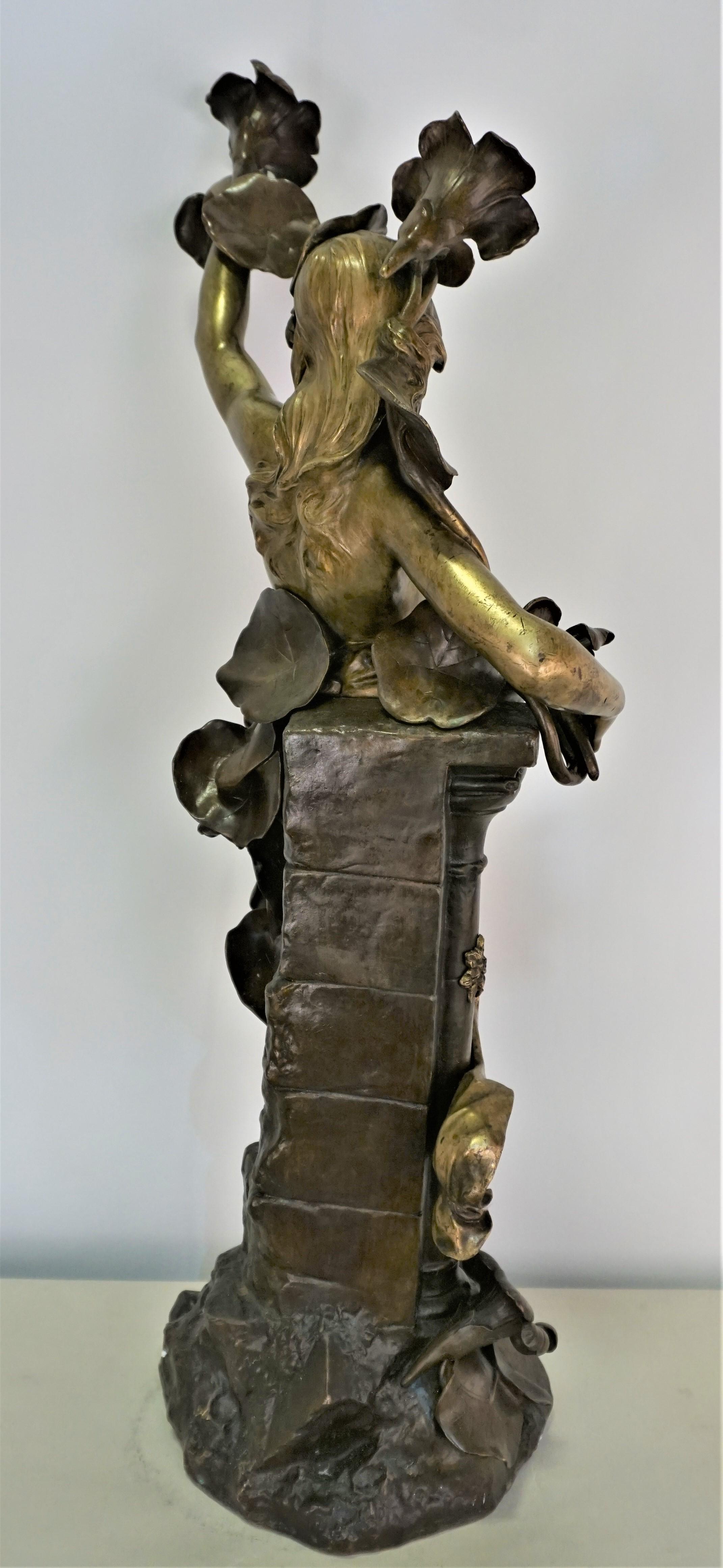 Bronzeskulptur einer nackten Frau im Art nouveau-Stil im Angebot 1