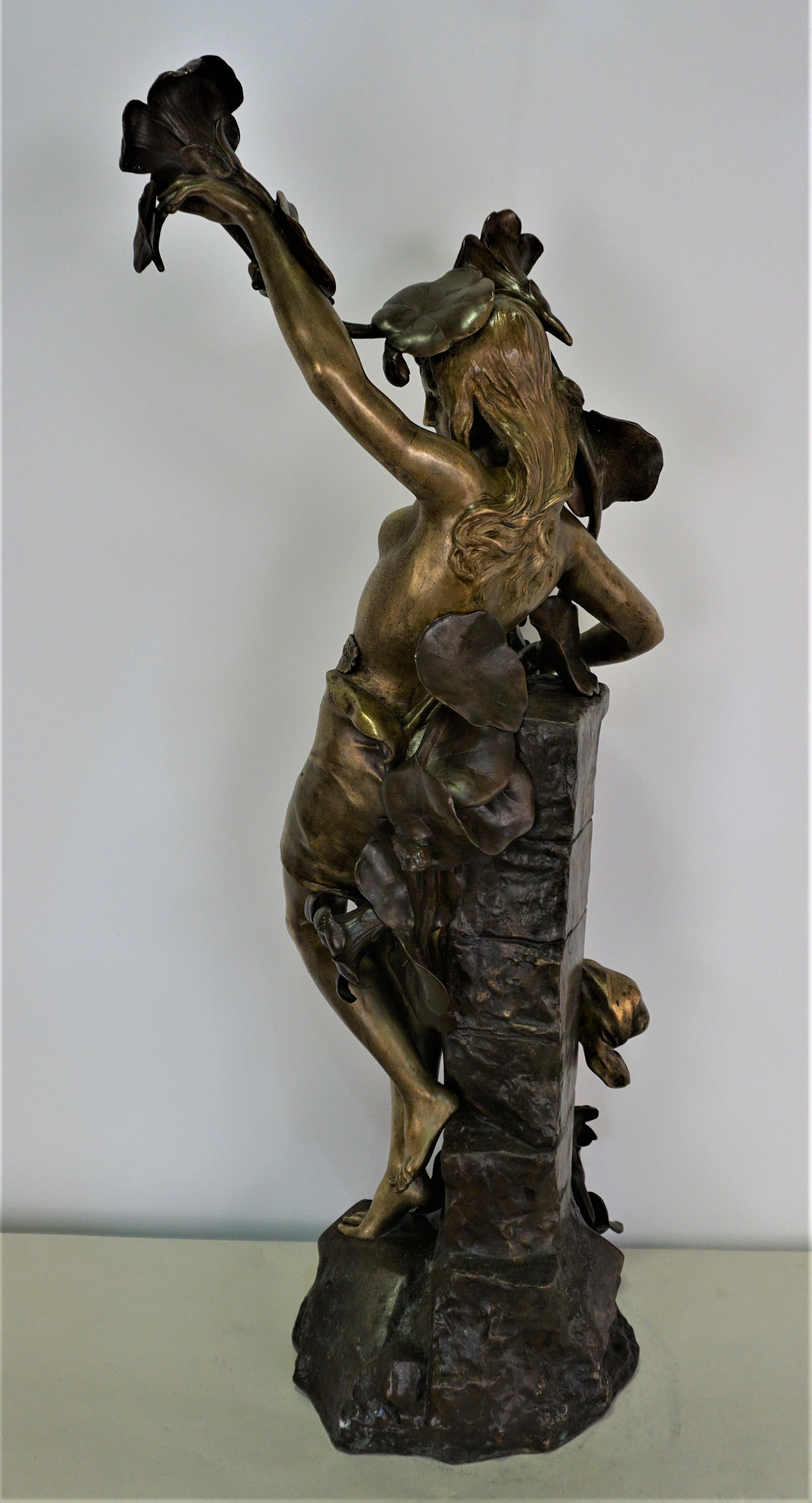 19th Century French Art Nouveau Bronze Sculpture of Nude Woman For Sale