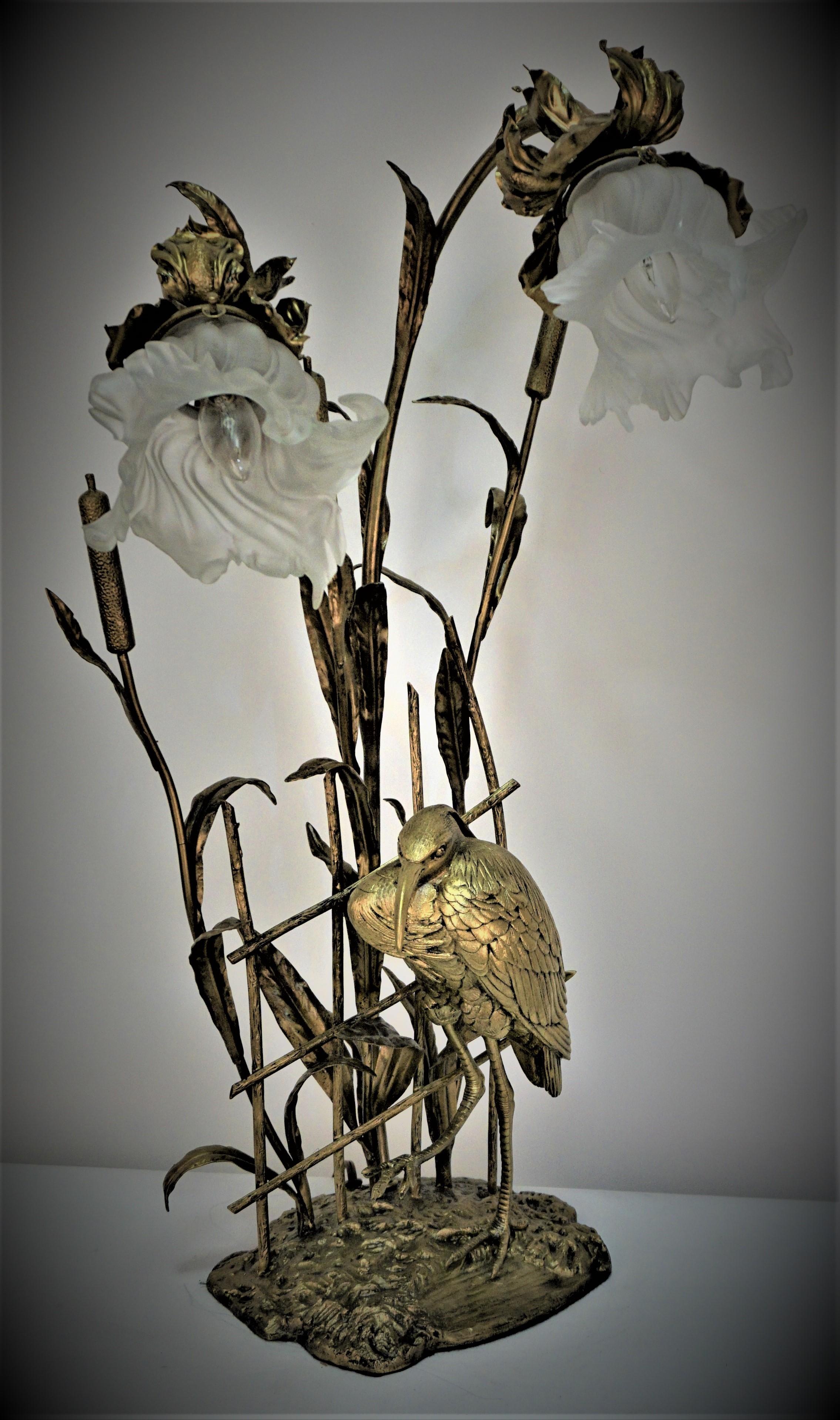 French Art Nouveau Bronze Table Lamp 8