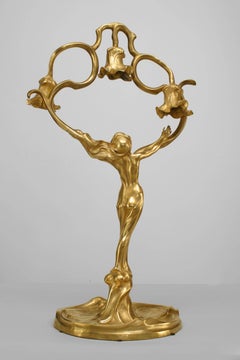 French Art Nouveau Delal Figural Table Lamp