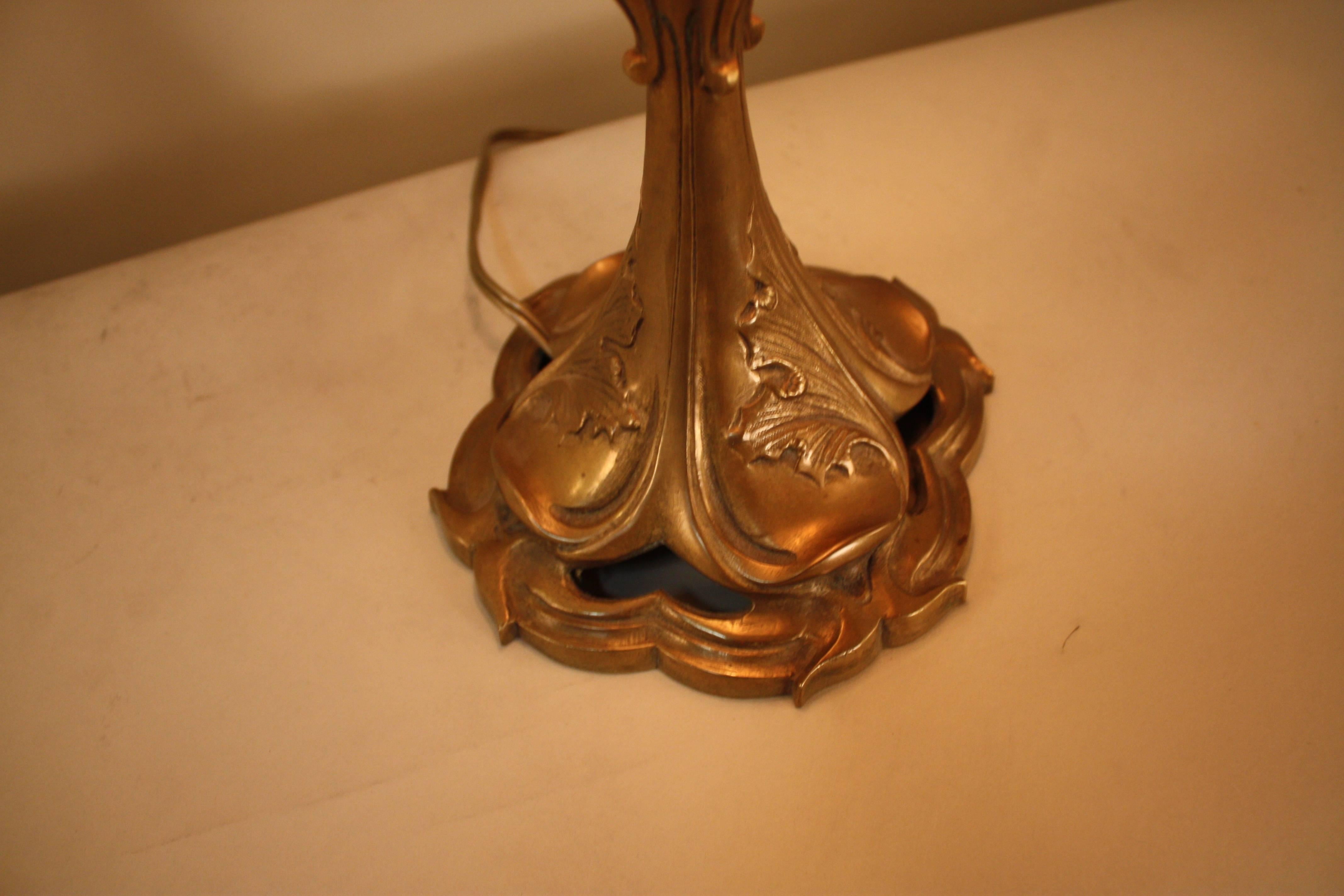 French Art Nouveau Bronze Table Lamp 3
