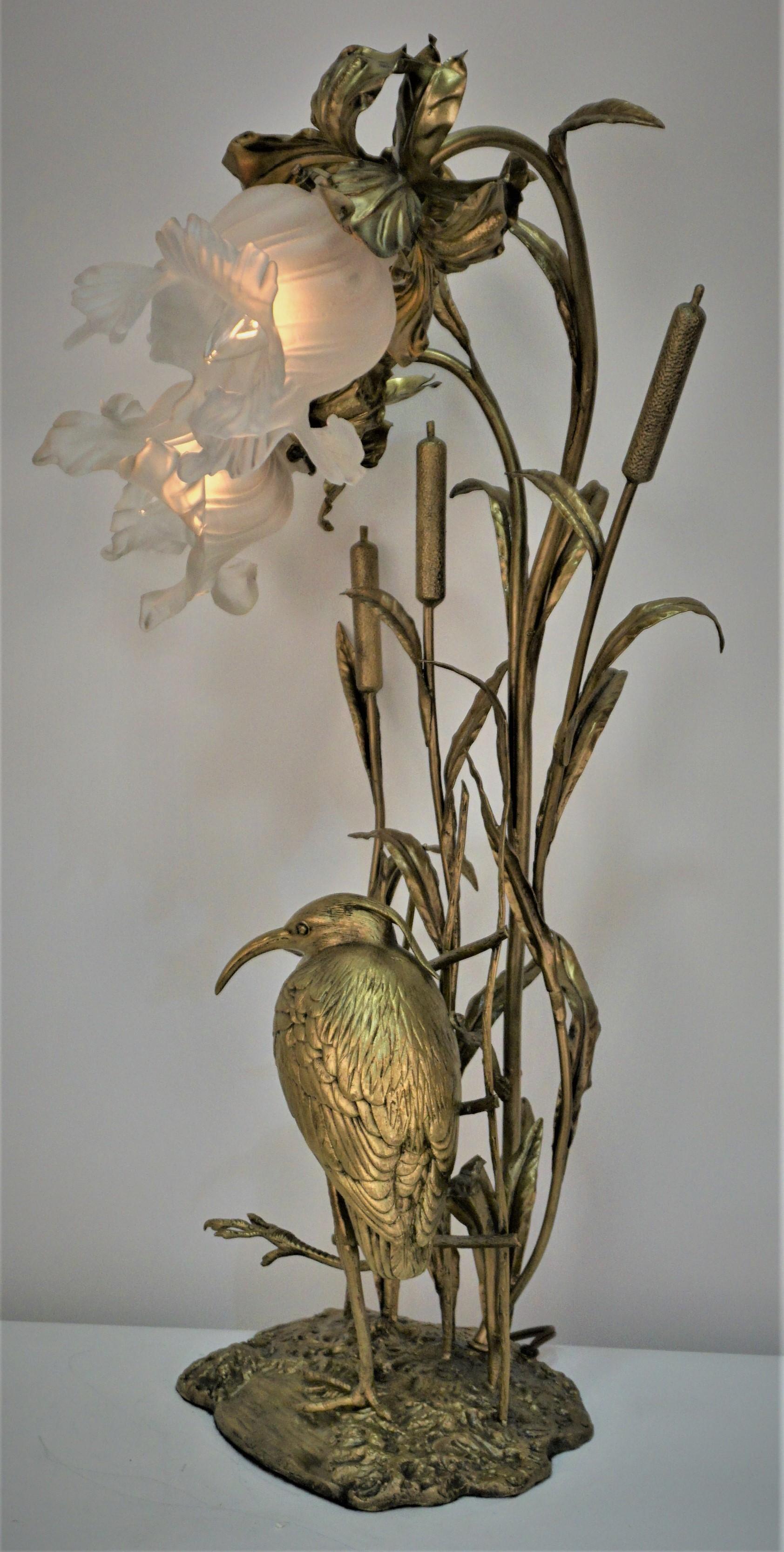 French Art Nouveau Bronze Table Lamp 5
