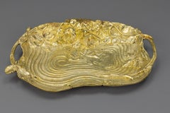 French Art Nouveau Bronze Tray with Roses Relief, circa 1920