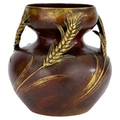 French Art Nouveau bronze vase by Léon Kann – “Cornhusk” vase