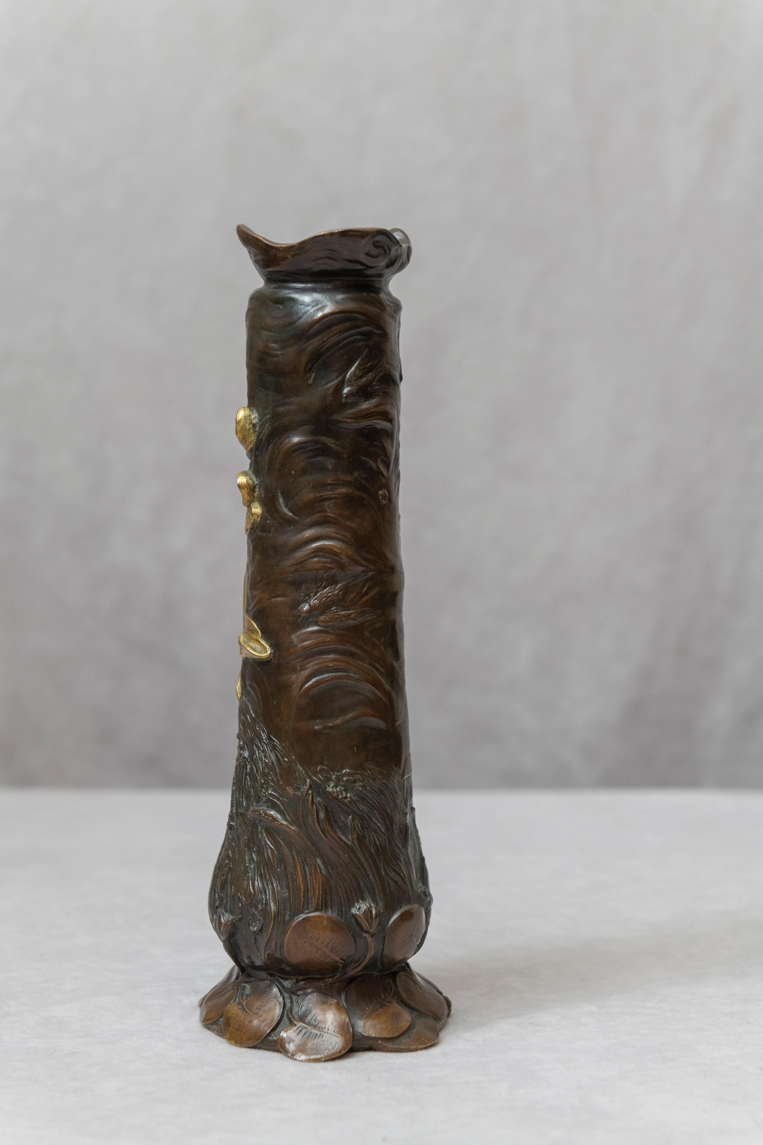 Vase en bronze Art nouveau français:: fonderie Louchet:: vers 1900 Excellent état à Petaluma, CA