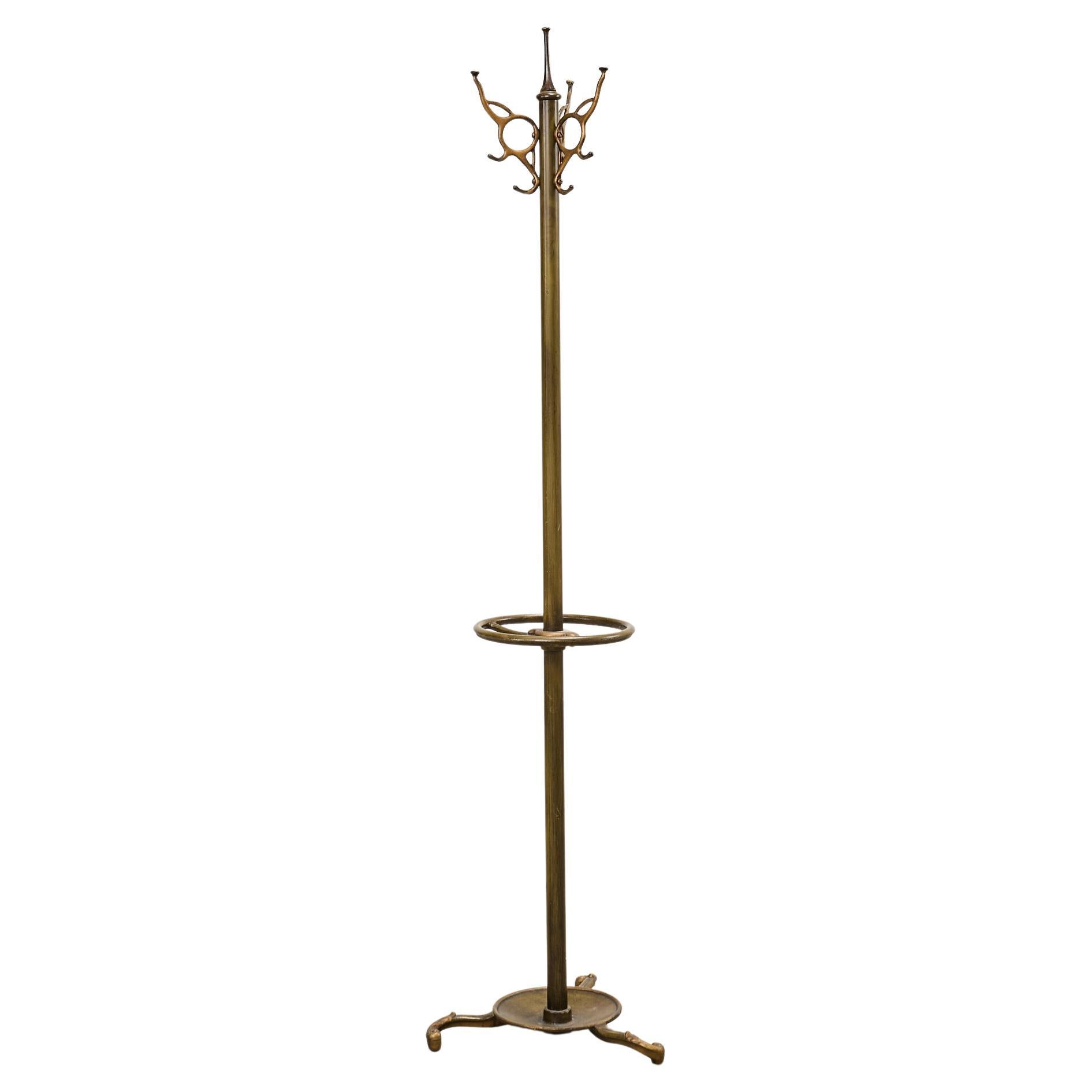 Porte-manteau en fer bronzé Art Nouveau Français Porte-parapluie en vente