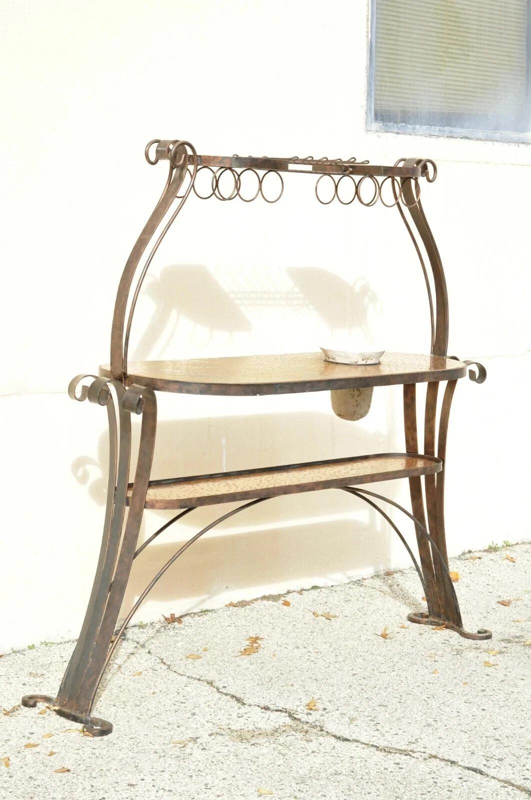 Art Nouveau Brutalista Francés de Mediados de Siglo Mesa de Bar de Hierro Desplazable para Isla de Cocina en venta 6