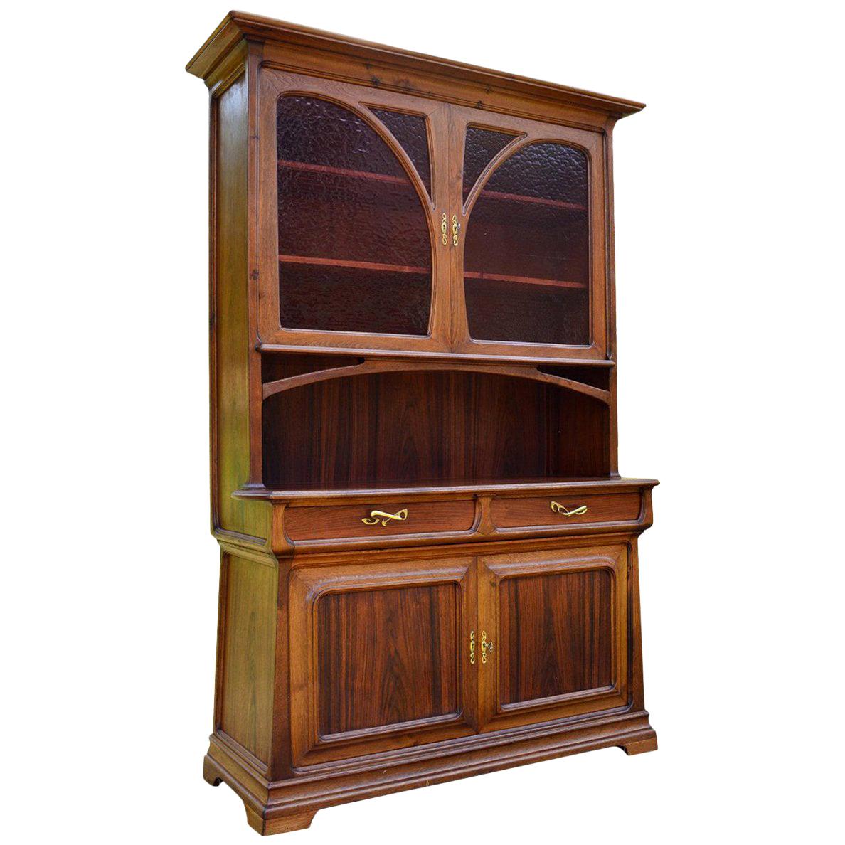 French Art Nouveau Buffet in Chestnut and Exotic Wood, circa 1900