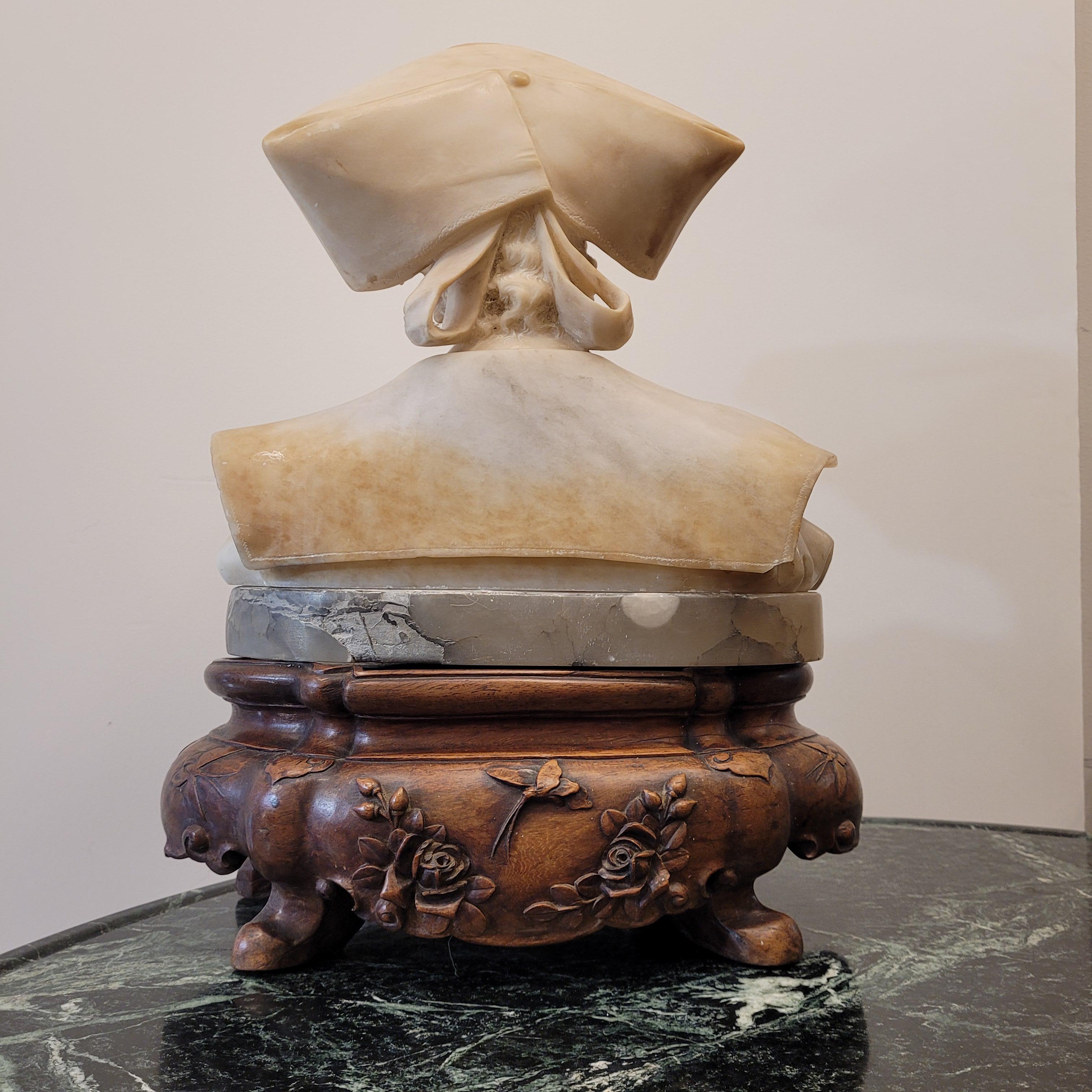 French Art Nouveau  Bust of a “Breton woman”  alabaster wood For Sale 5