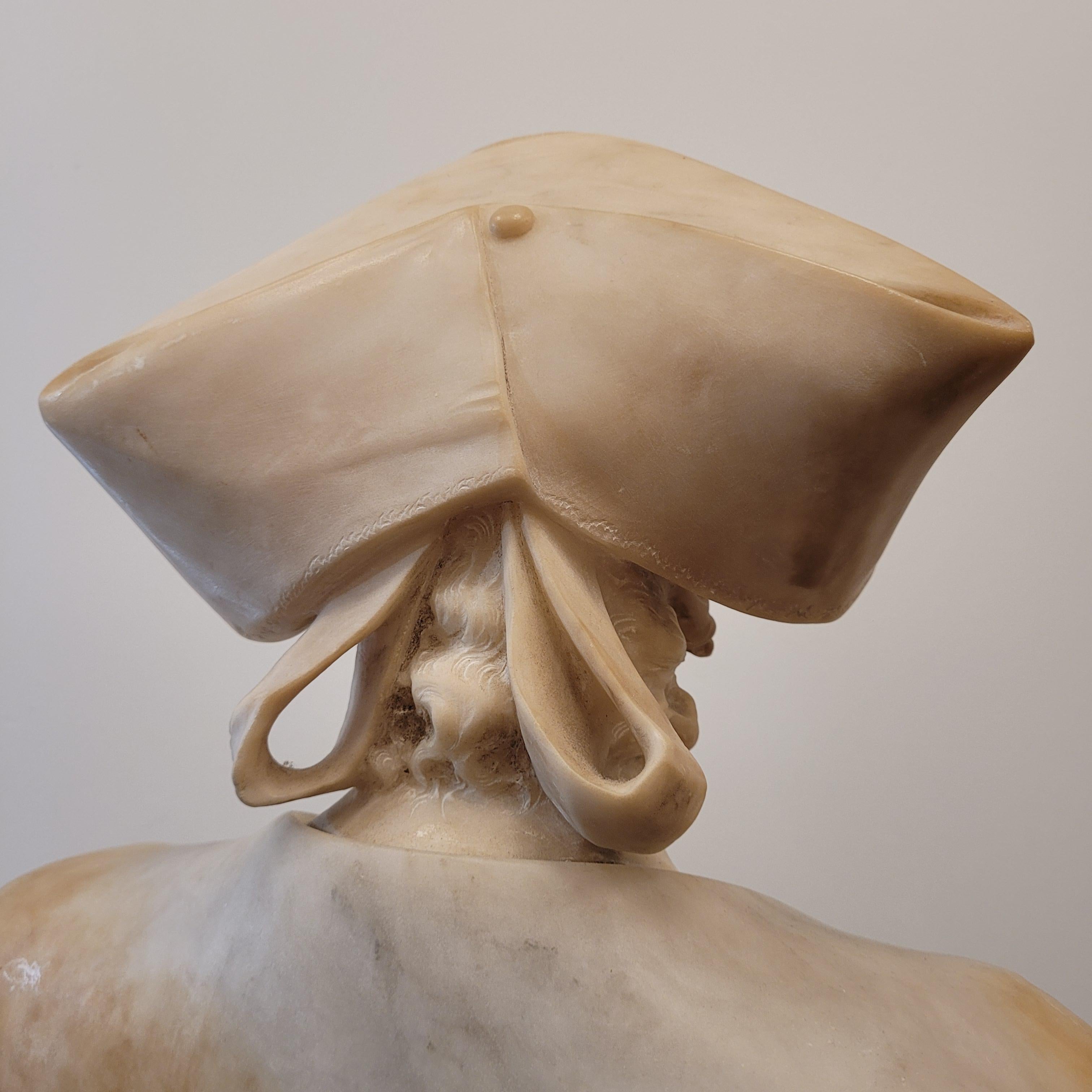 French Art Nouveau  Bust of a “Breton woman”  alabaster wood For Sale 8
