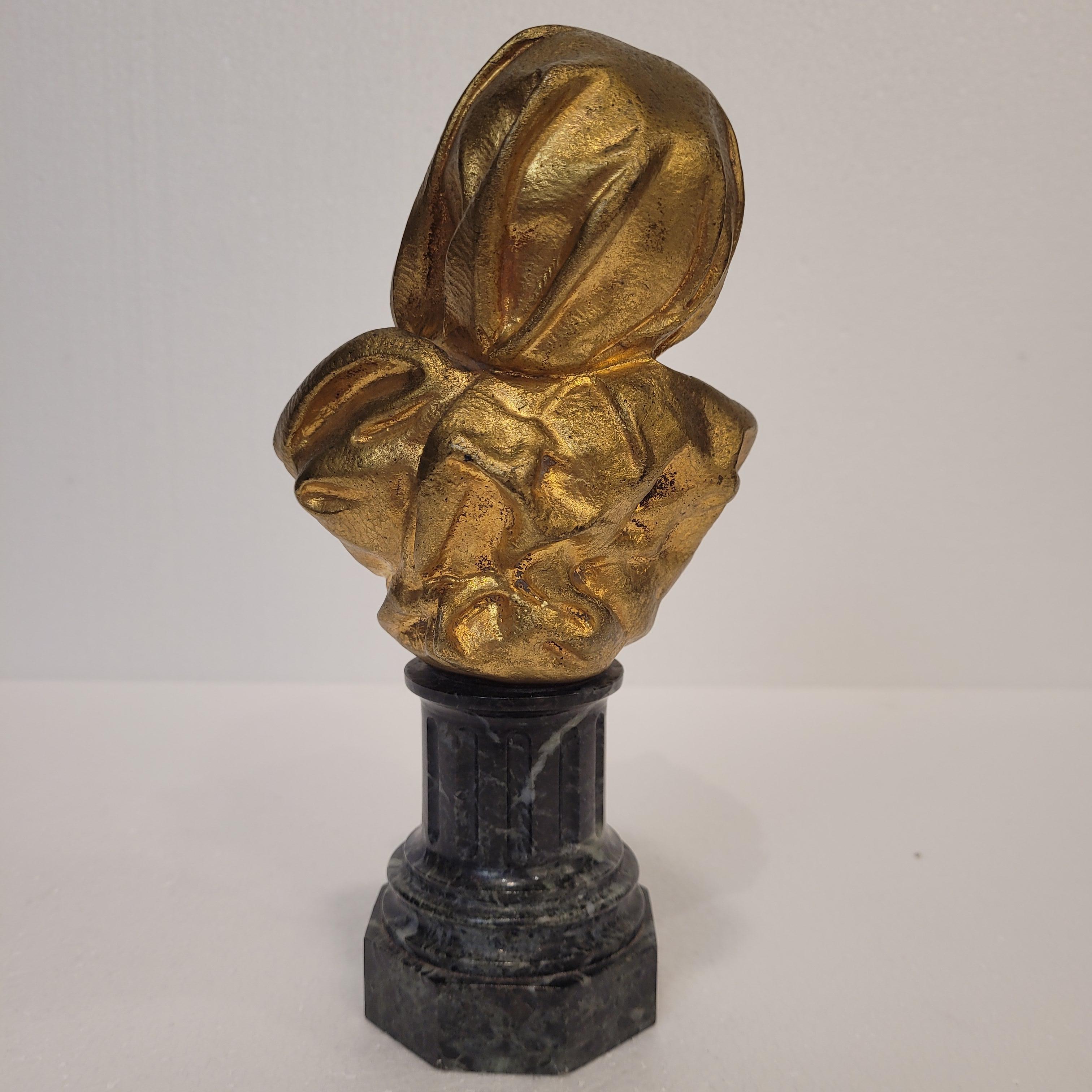 Buste d'enfant en marbre chrysoelephantine Art nouveau français, d'après G. de Thouin en vente 9