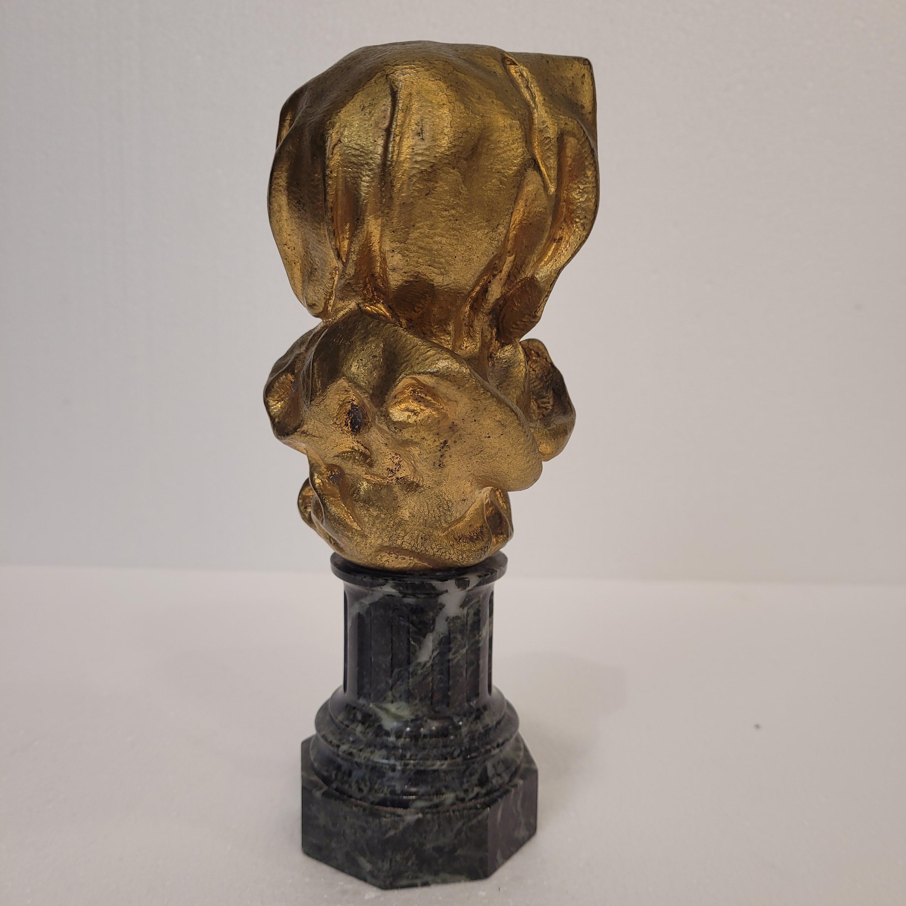 Buste d'enfant en marbre chrysoelephantine Art nouveau français, d'après G. de Thouin en vente 10