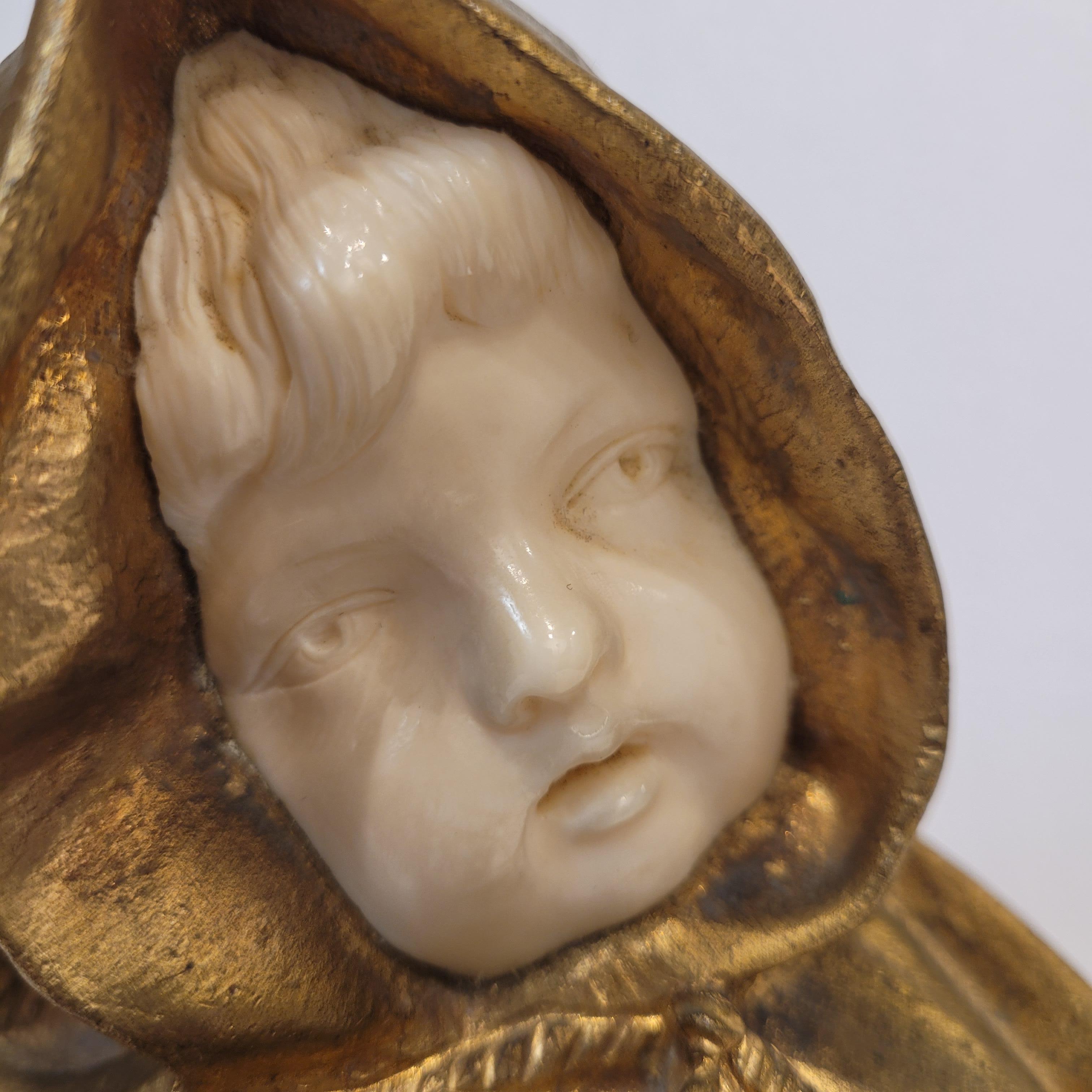 Buste d'enfant en marbre chrysoelephantine Art nouveau français, d'après G. de Thouin en vente 12