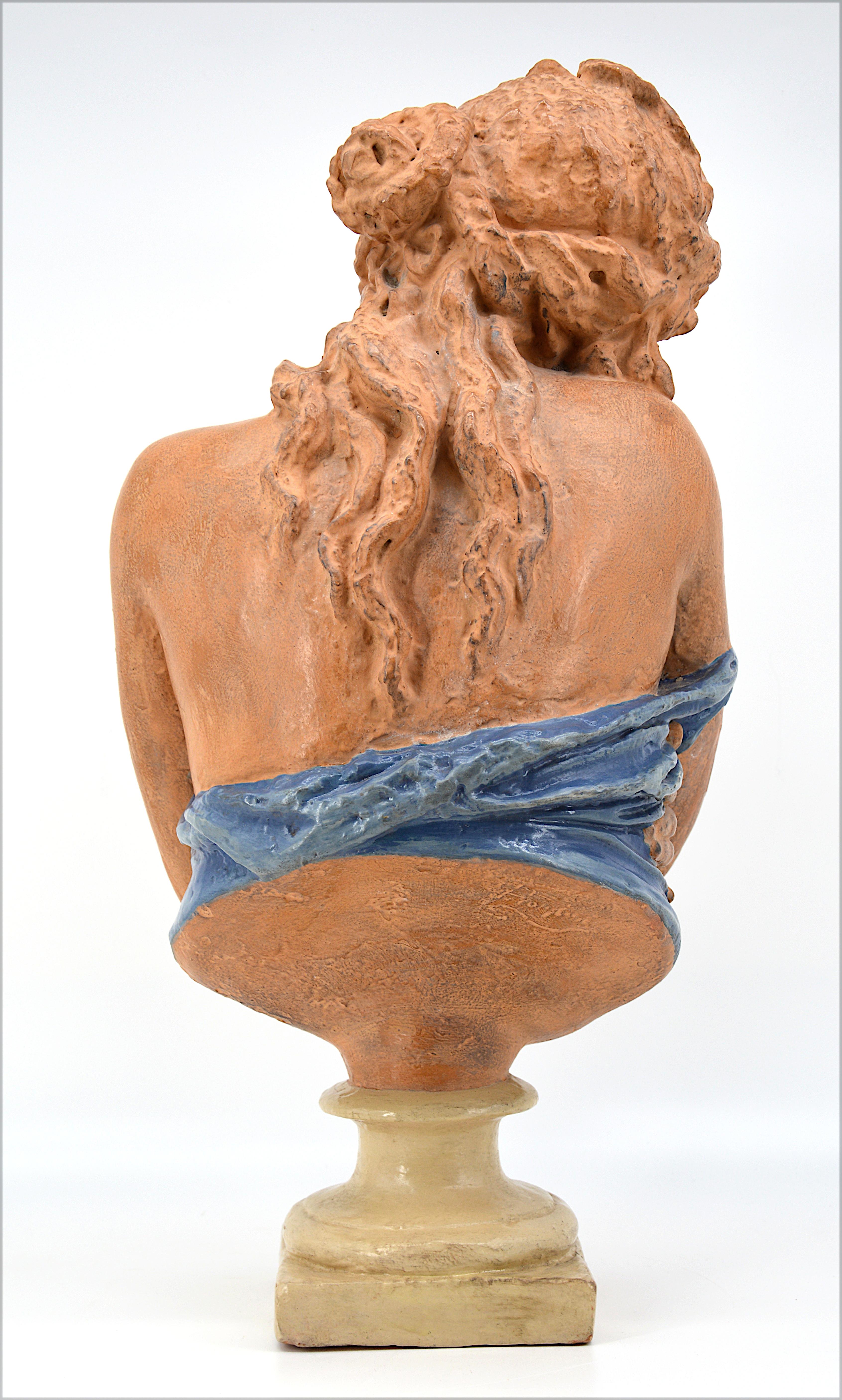 Early 20th Century French Art Nouveau Bust of Young Woman, circa 1900