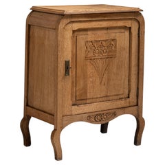 French Art Nouveau Cabinet, Light Oak, Carved Floral Motif, 1910s