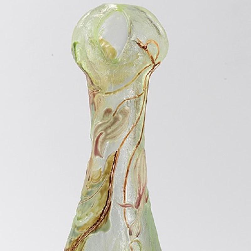 French Art Nouveau Cameo and Enamel Glass Vase by Emile Gallé In Excellent Condition In New York, NY