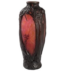French Art Nouveau Cameo Glass Vase by Daum