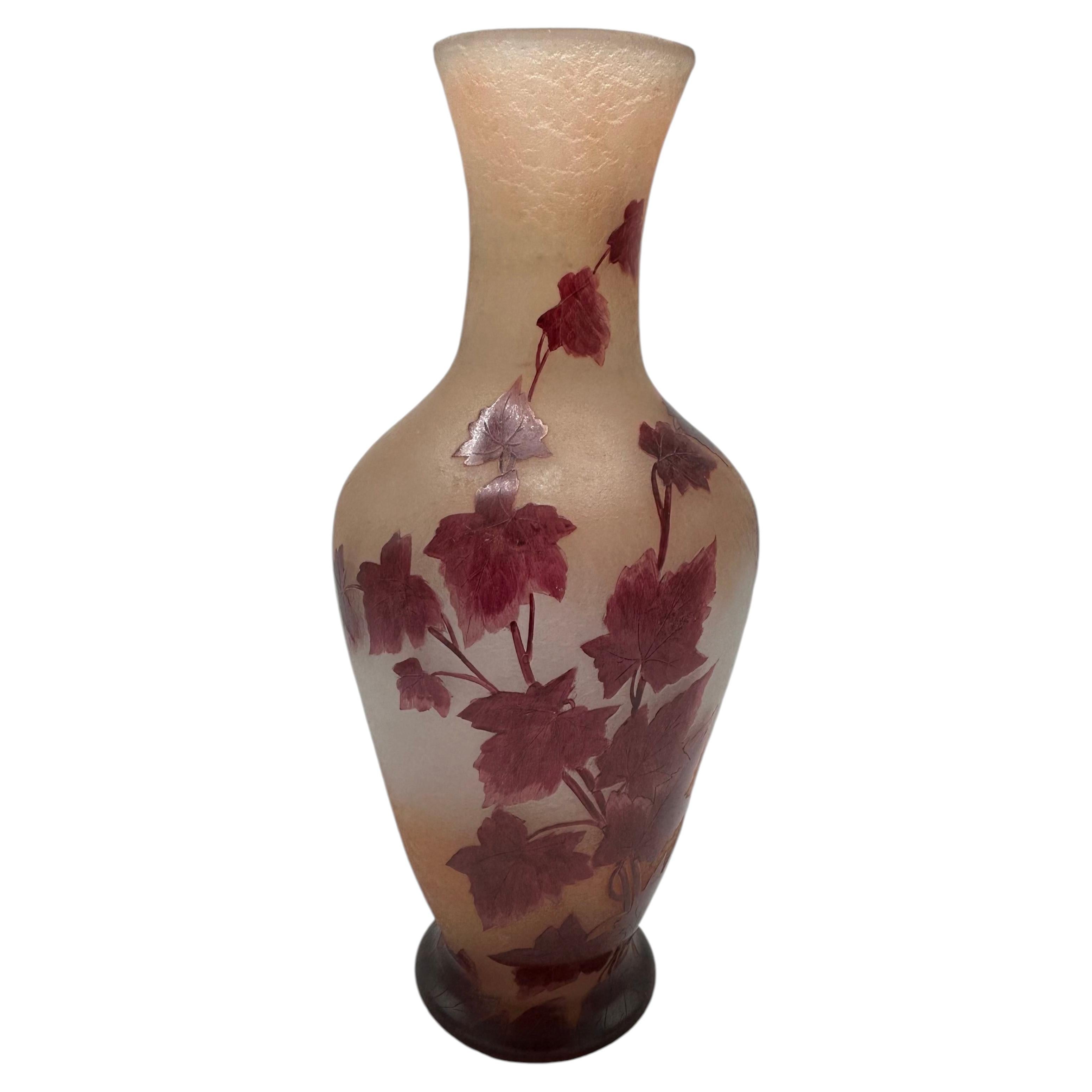French Art Nouveau Cameo Glass Vase by Legras