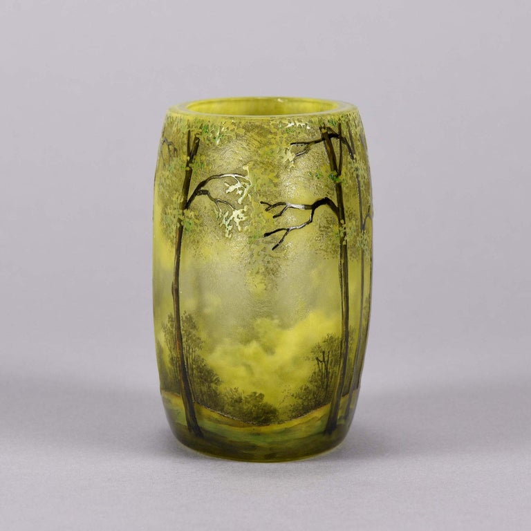 Cut Glass French Art Nouveau Cameo Glass Vase 