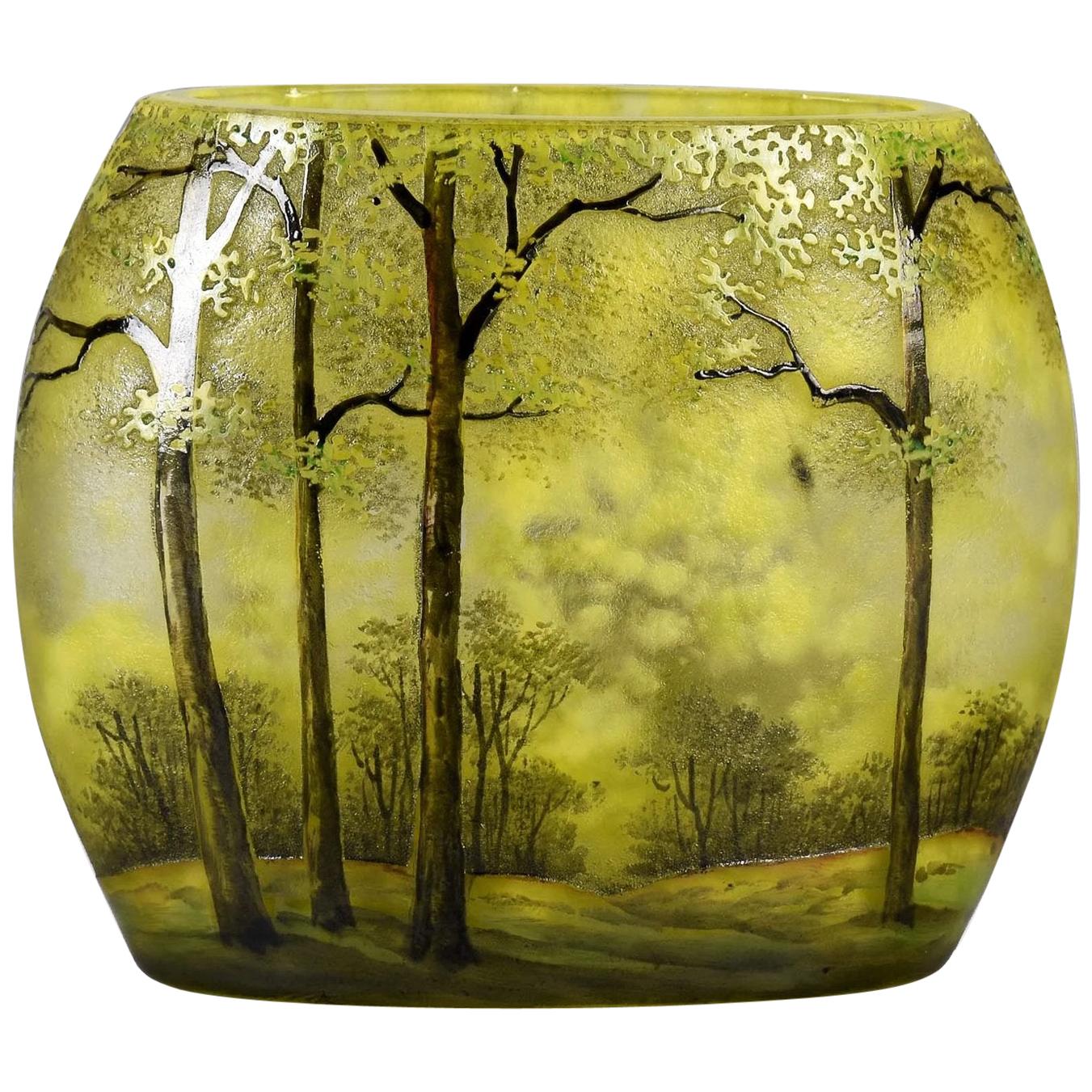 French Art Nouveau Cameo Glass Vase with Applied Handles by Daum at 1stDibs