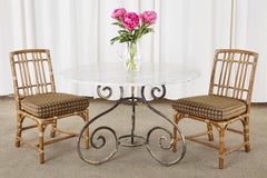 French Art Nouveau Carrrara Marble Iron Garden Dining Table