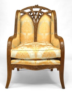 Louis Majorelle French Art Nouveau Walnut Berg√©re Arm Chair