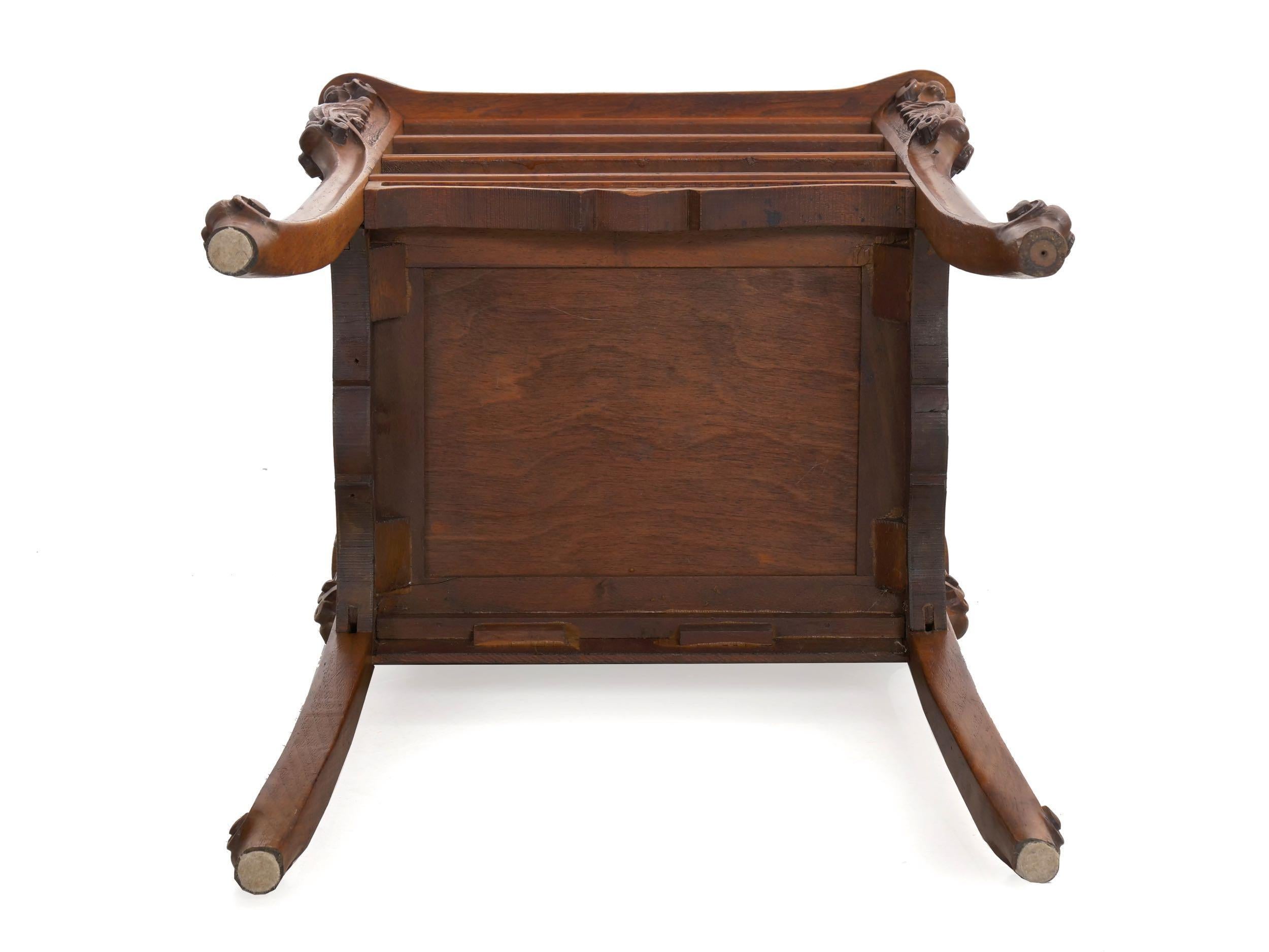 French Art Nouveau Carved Walnut Nightstand Tables, a Pair 2