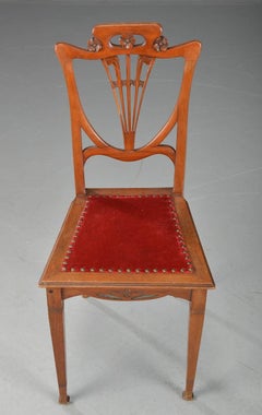 French Art Nouveau Carved Walnut Side Chairs