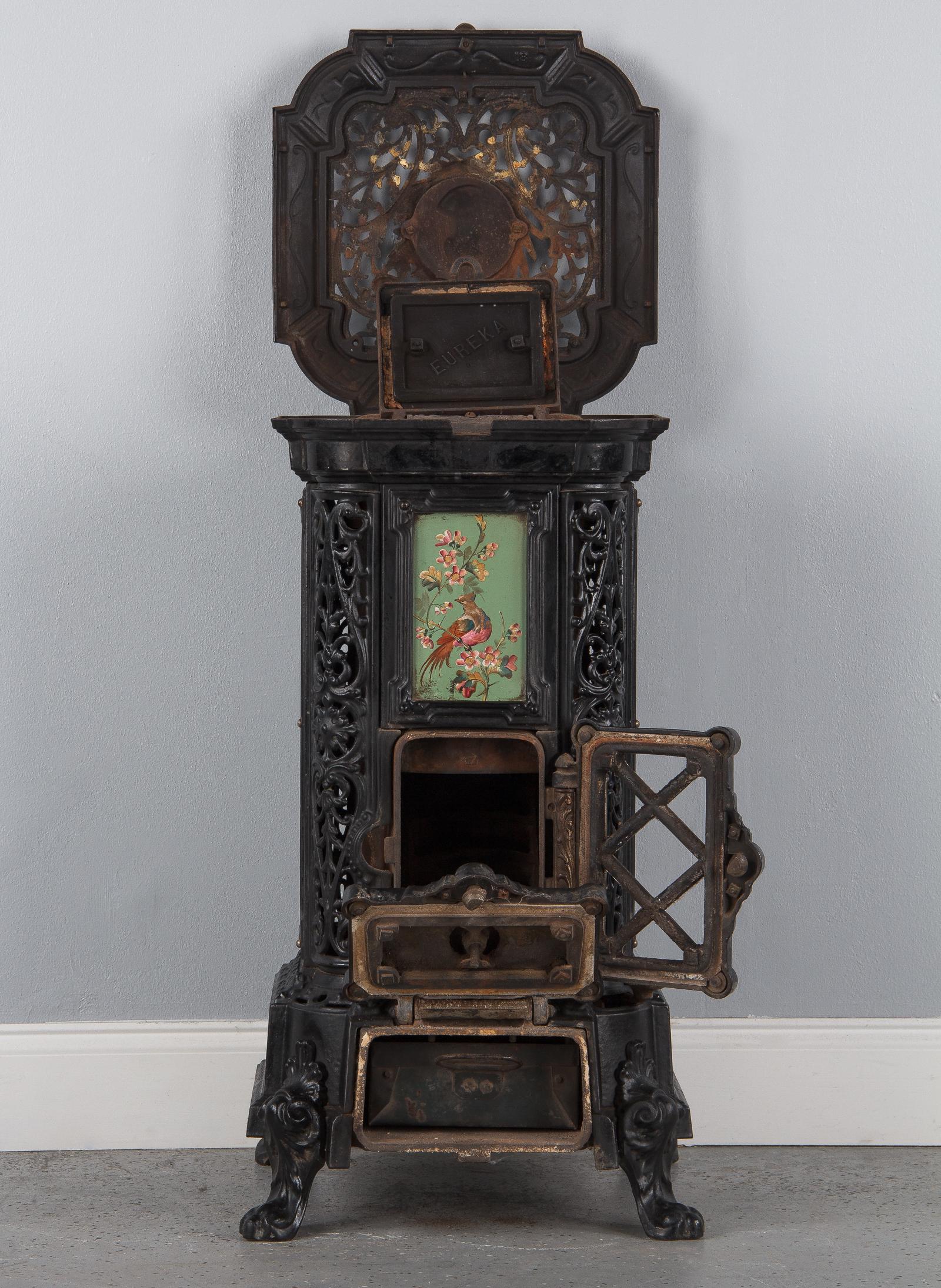 French Art Nouveau Cast Iron Coal Heater by Sougland, 1900's 1