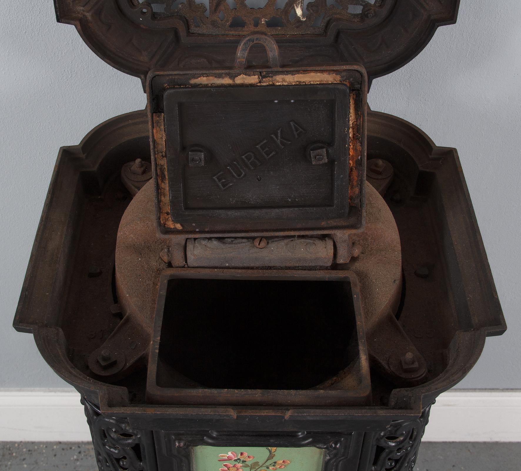 French Art Nouveau Cast Iron Coal Heater by Sougland, 1900's 4