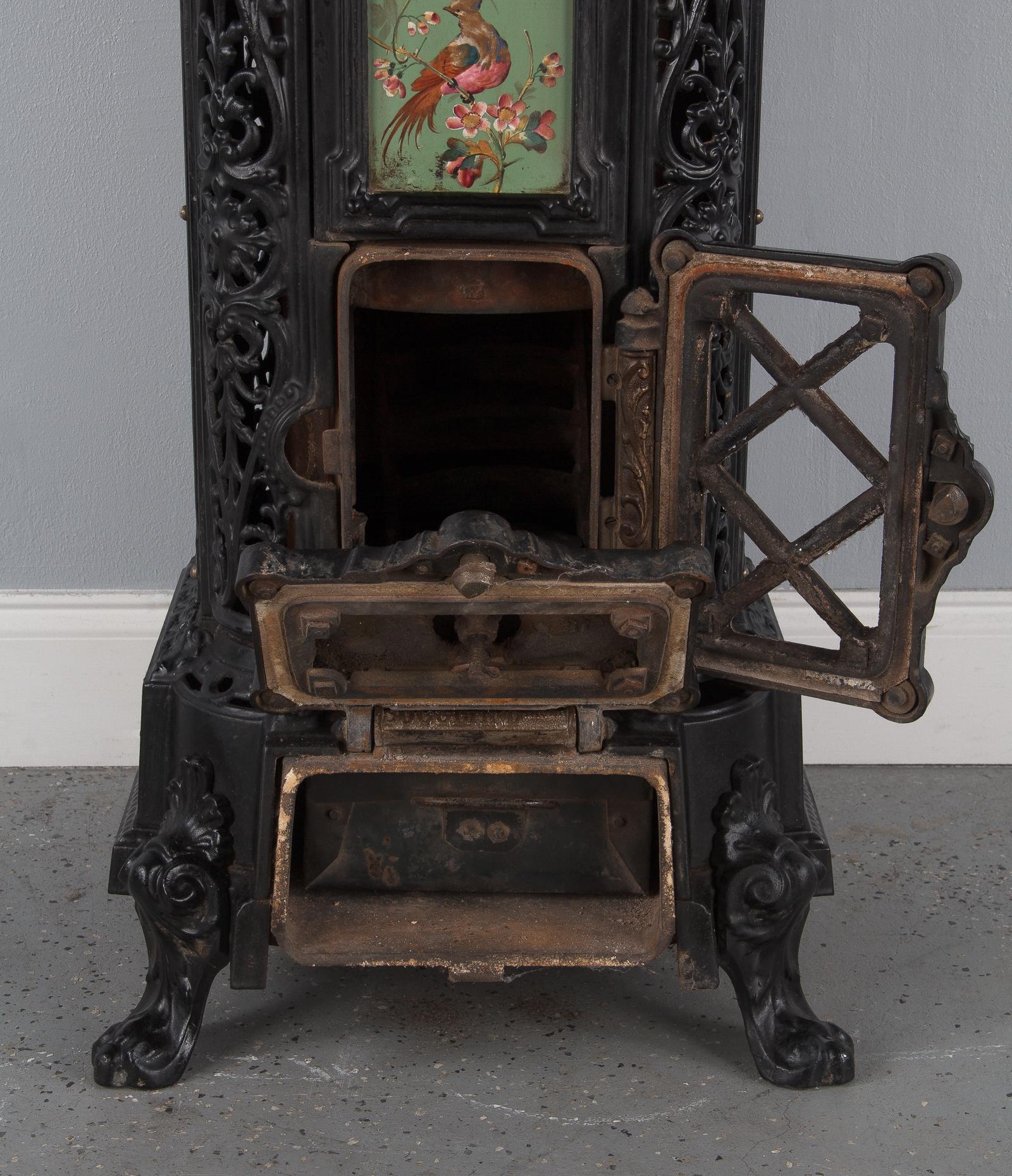 French Art Nouveau Cast Iron Coal Heater by Sougland, 1900's 5