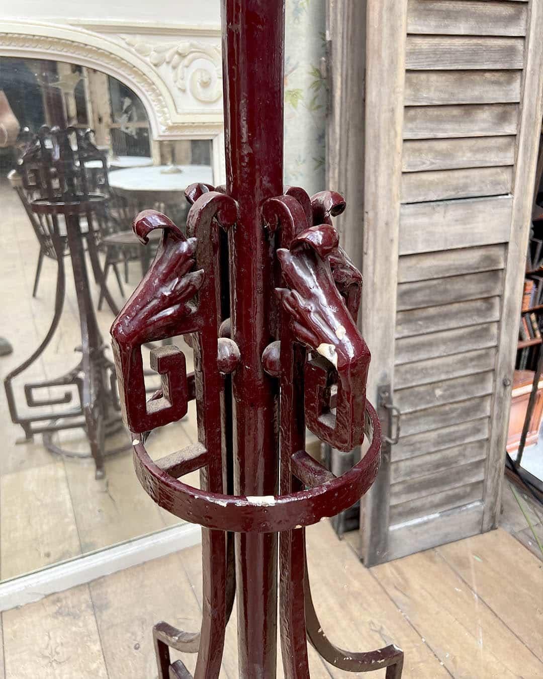 French Art Nouveau Cast Iron Coat Rack For Sale 1
