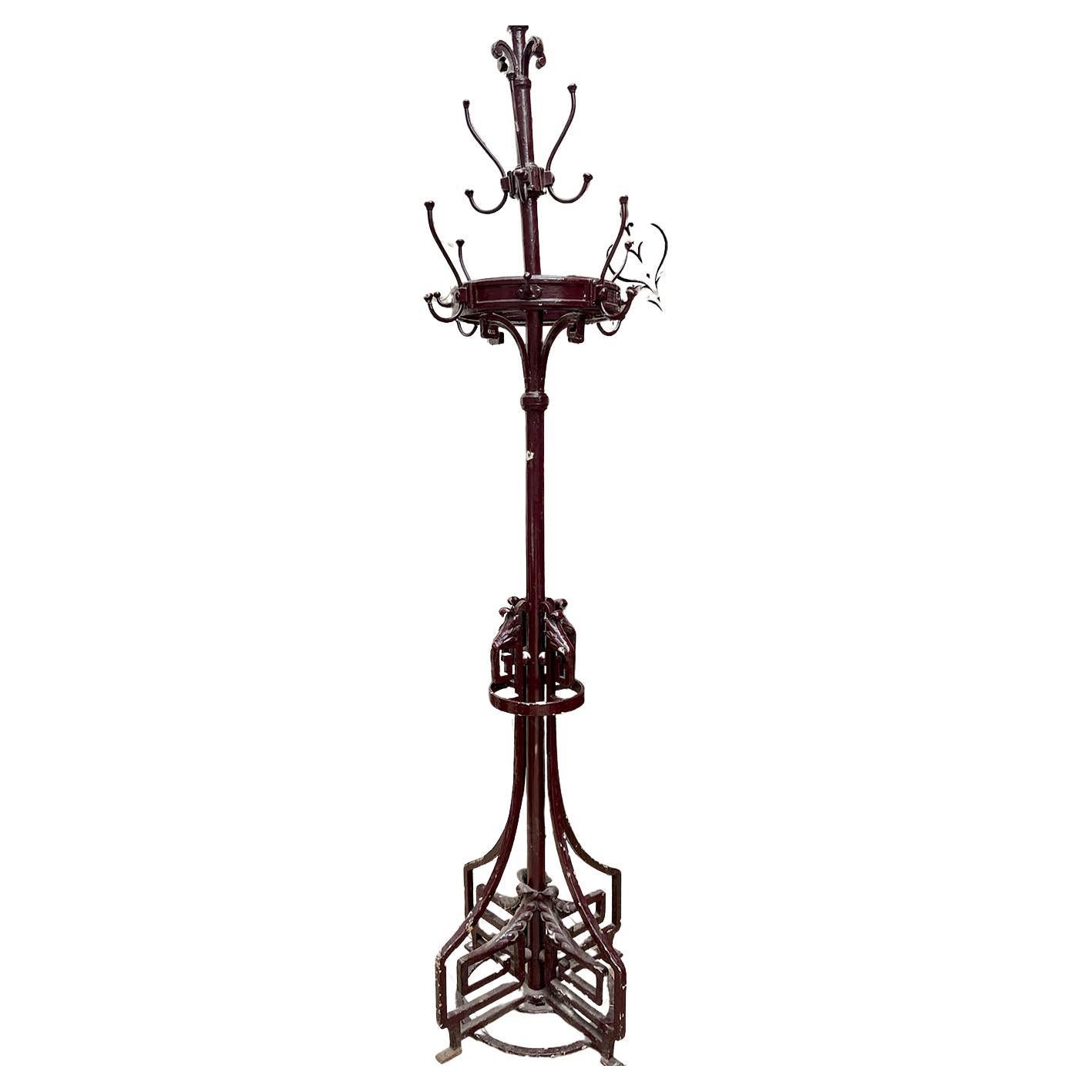 French Art Nouveau Cast Iron Coat Rack For Sale