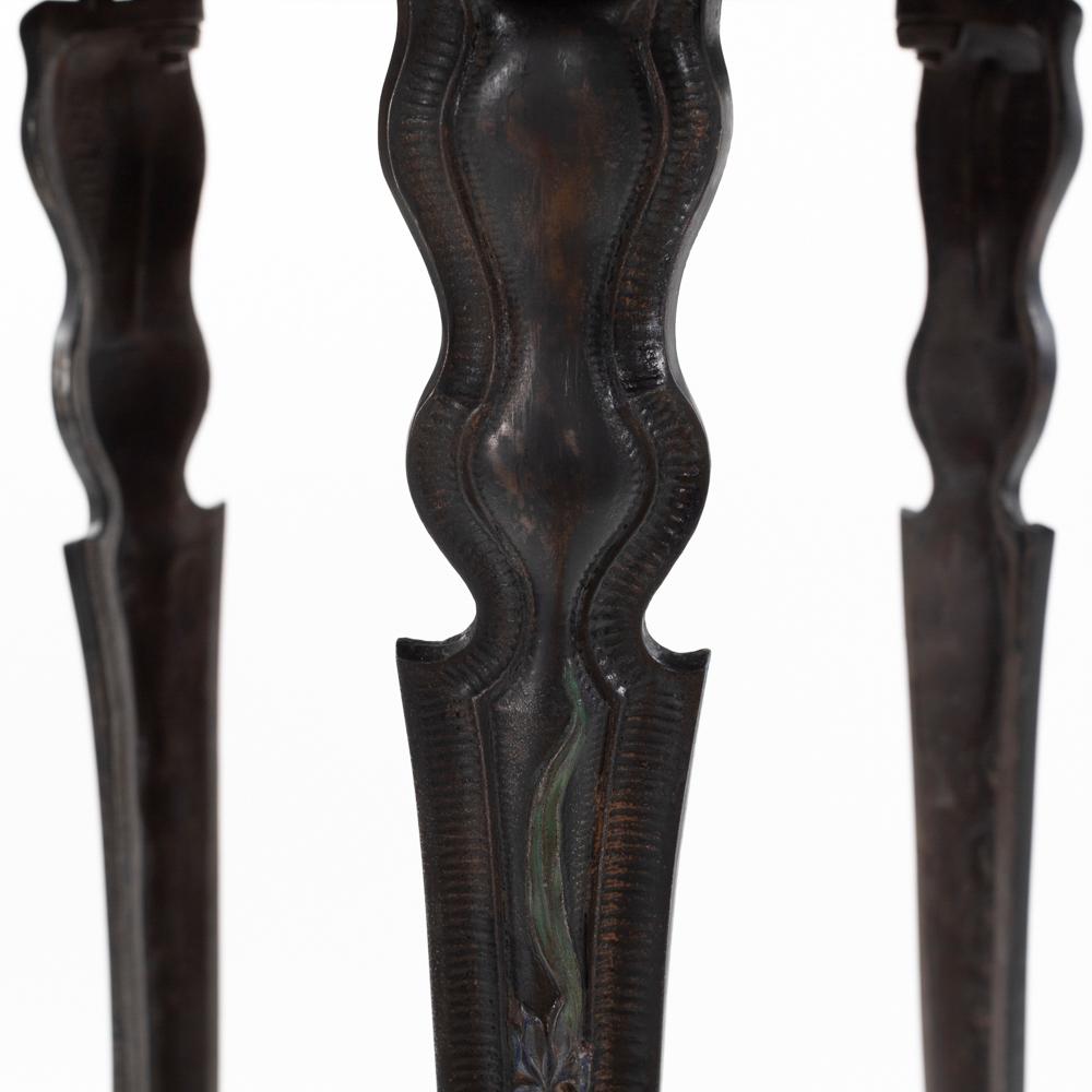 French Art Nouveau Cast Iron gueridon with Floral Decoration ca. 1900, stamped For Sale 9