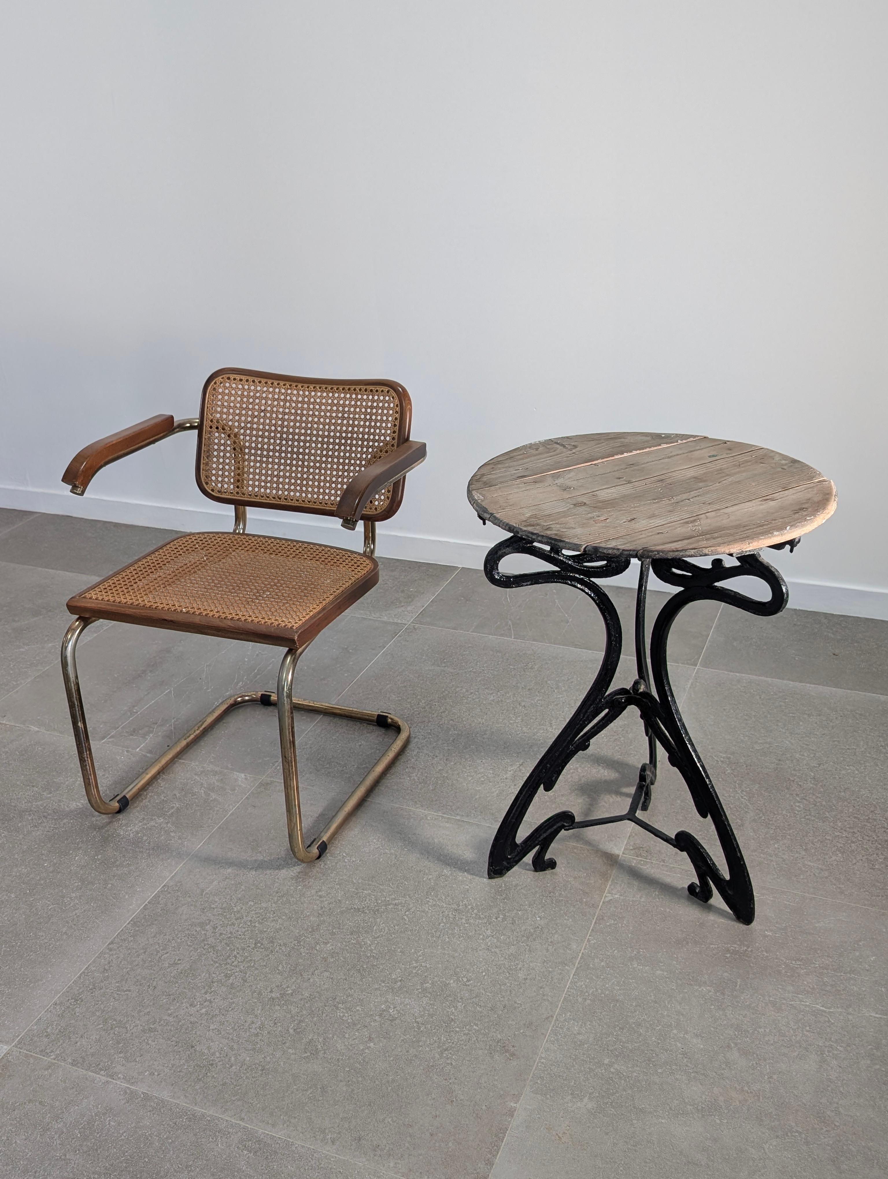 French Art Nouveau Cast Iron Table and White Marble 1900s For Sale 1
