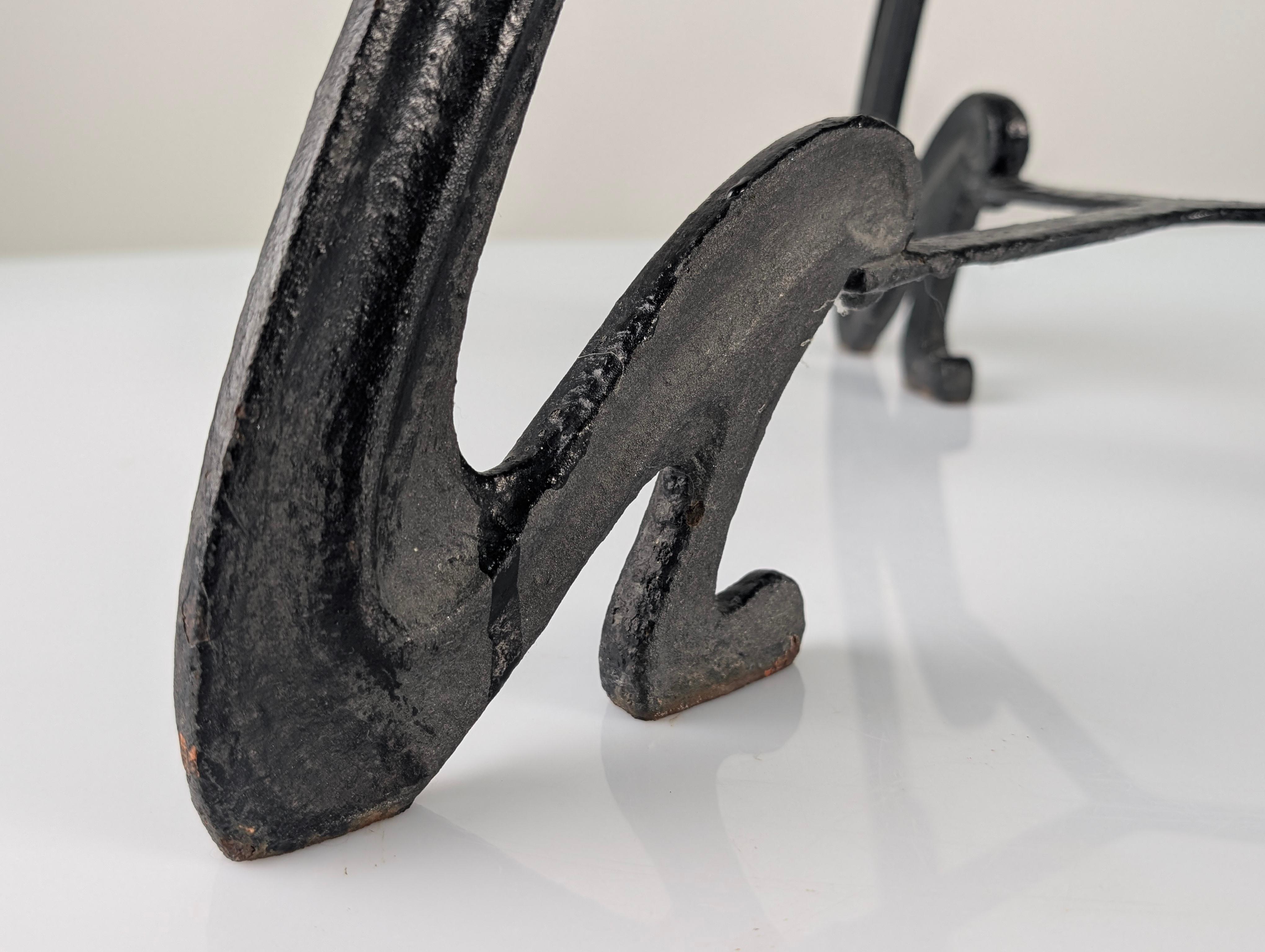 French Art Nouveau Cast Iron Table and White Marble 1900s For Sale 5