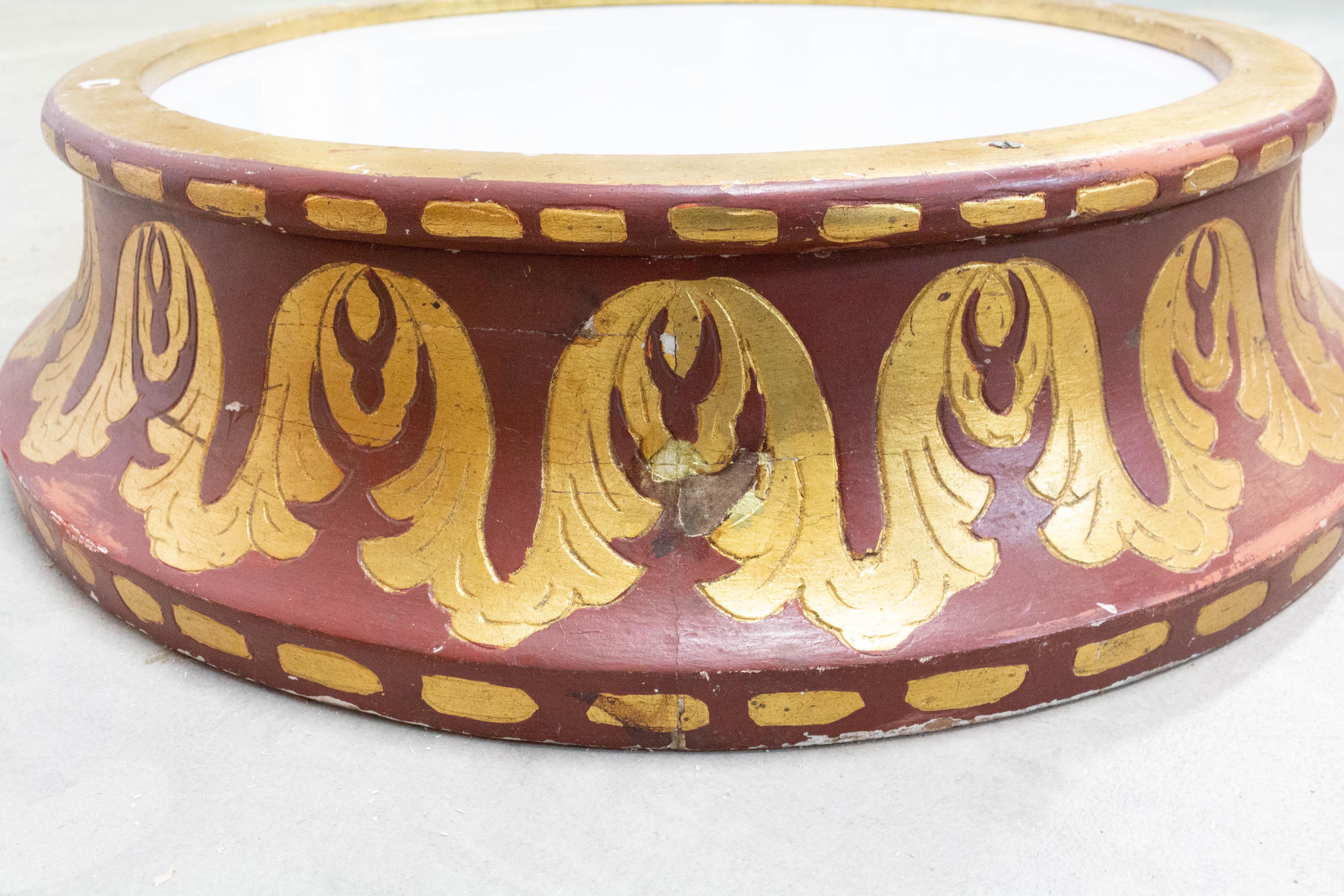 Plexiglass French Art Nouveau Ceiling Light Painted Wood, Early 20th Century