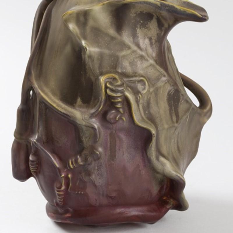 Glazed French Art Nouveau Ceramic Gourd Vase by Louis Majorelle; Keller & Guerin