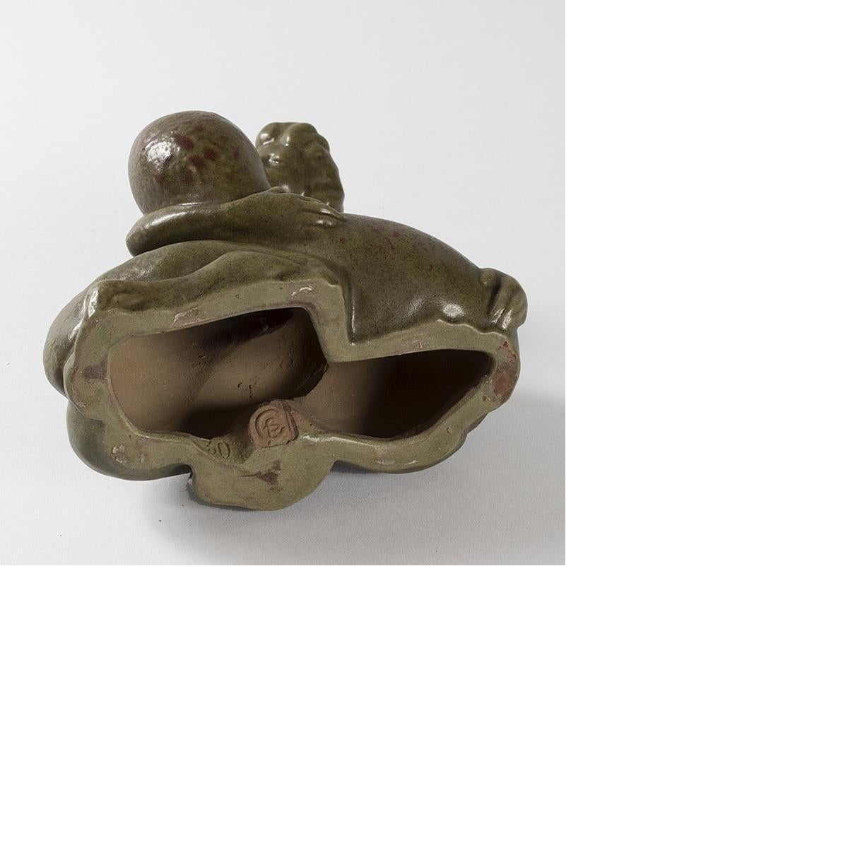 French Art Nouveau Ceramic Inkwell by Carabin For Sale 1