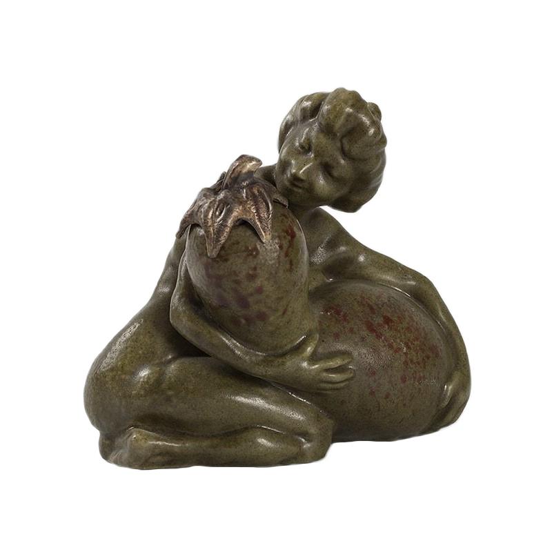 French Art Nouveau Ceramic Inkwell by Carabin For Sale