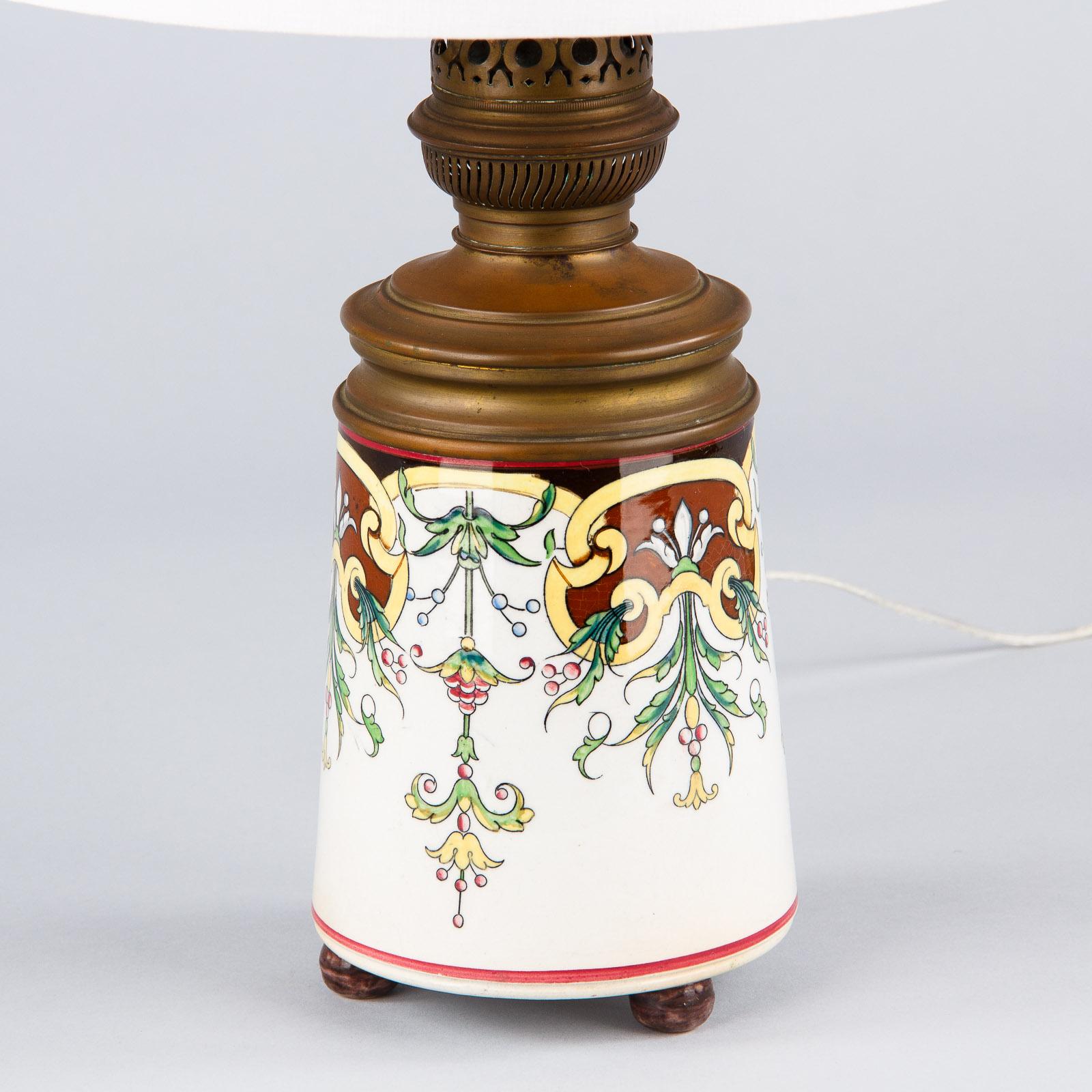 French Art Nouveau Ceramic Lamp, Early 1900s 5