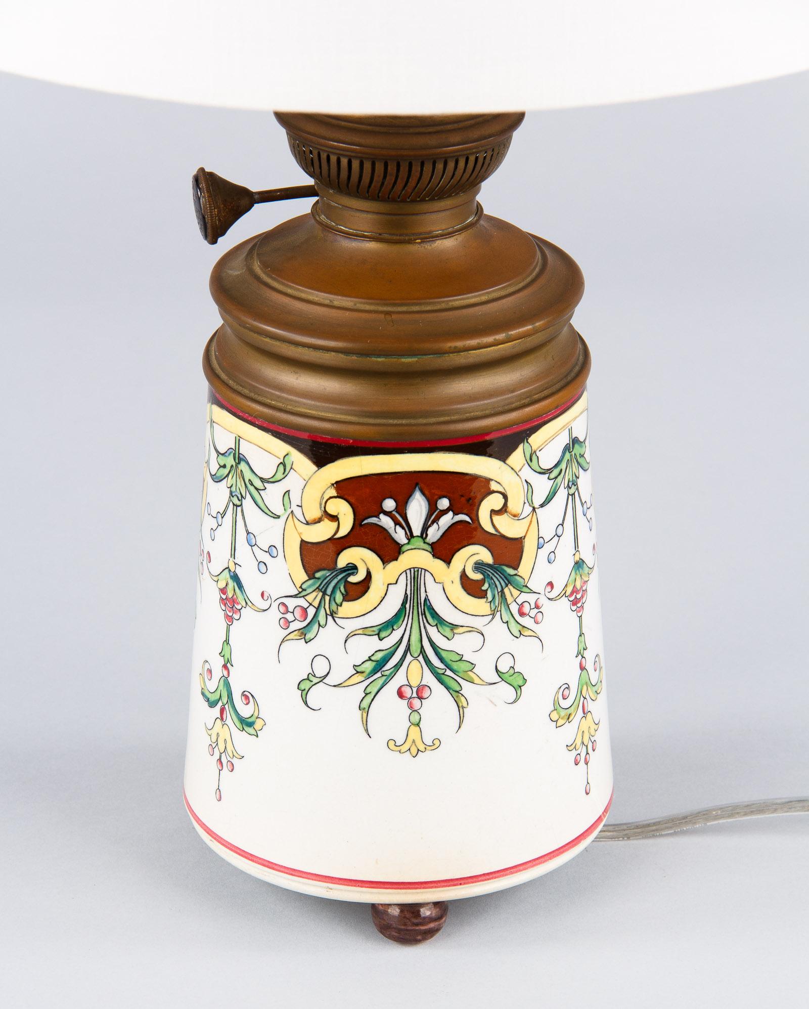 French Art Nouveau Ceramic Lamp, Early 1900s 3
