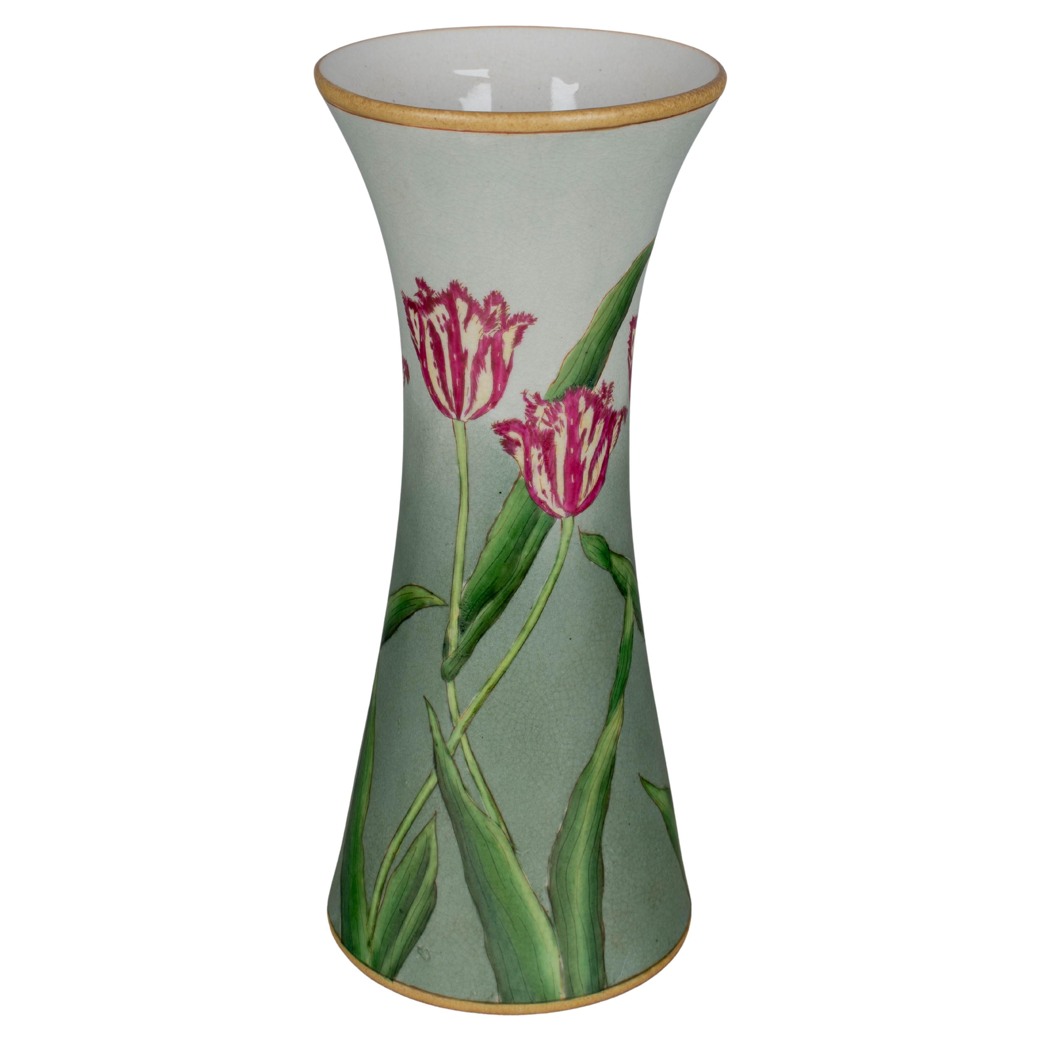 Vaso di tulipani in ceramica Art Nouveau francese in vendita