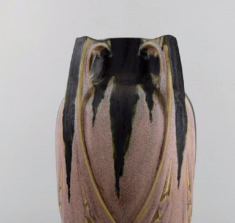 French Art Nouveau Ceramic Vase, Denbac Produced in Vierzon In Excellent Condition In Copenhagen, DK