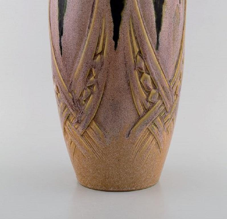 French Art Nouveau Ceramic Vase, Denbac Produced in Vierzon 1