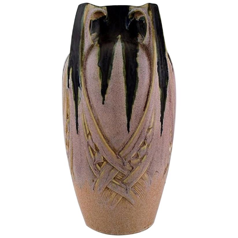 French Art Nouveau Ceramic Vase, Denbac Produced in Vierzon