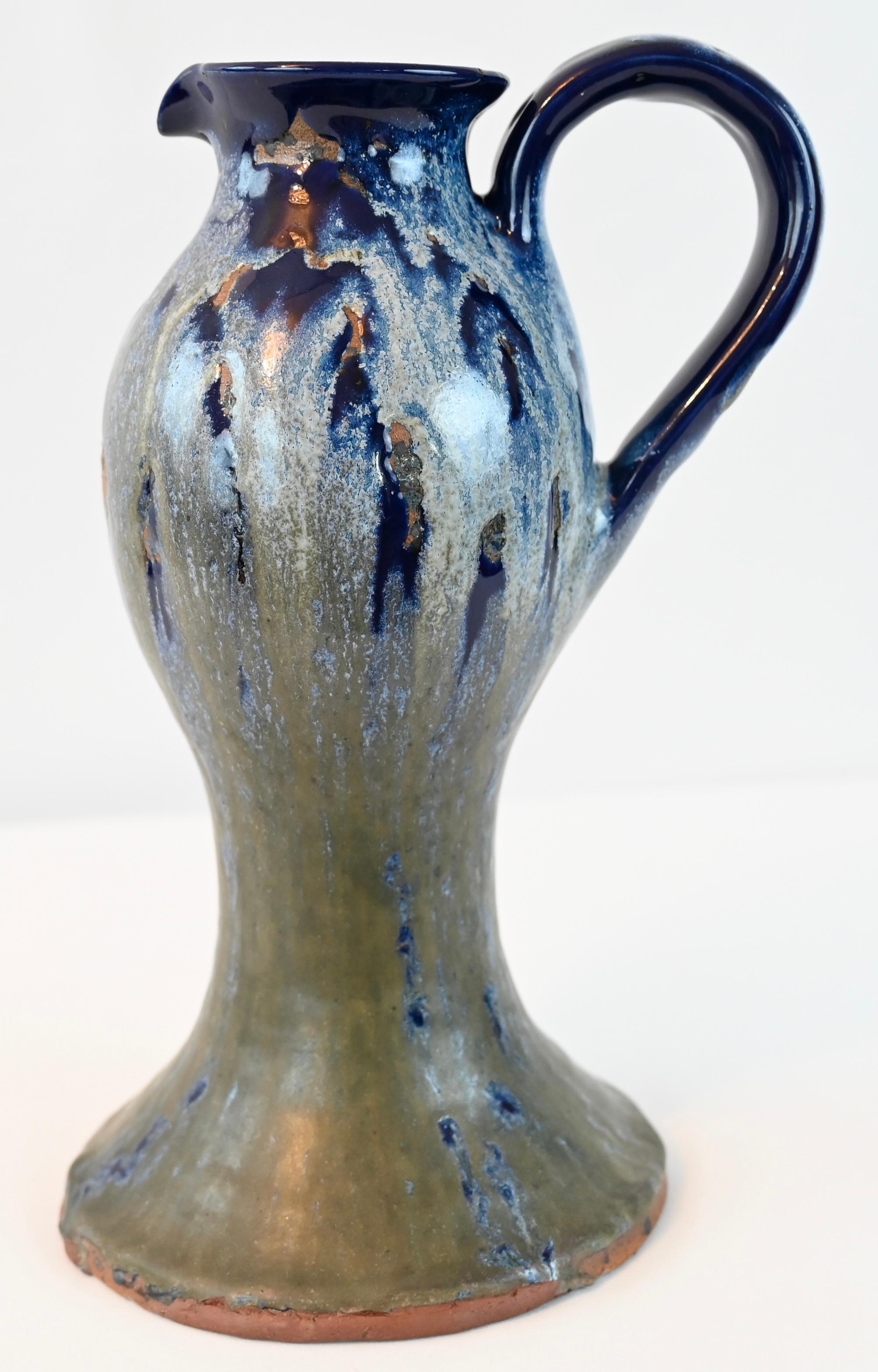 Hand-Crafted French Art Nouveau Ceramic Vase in a Pitcher Form Attrib. to Charles Gerber For Sale