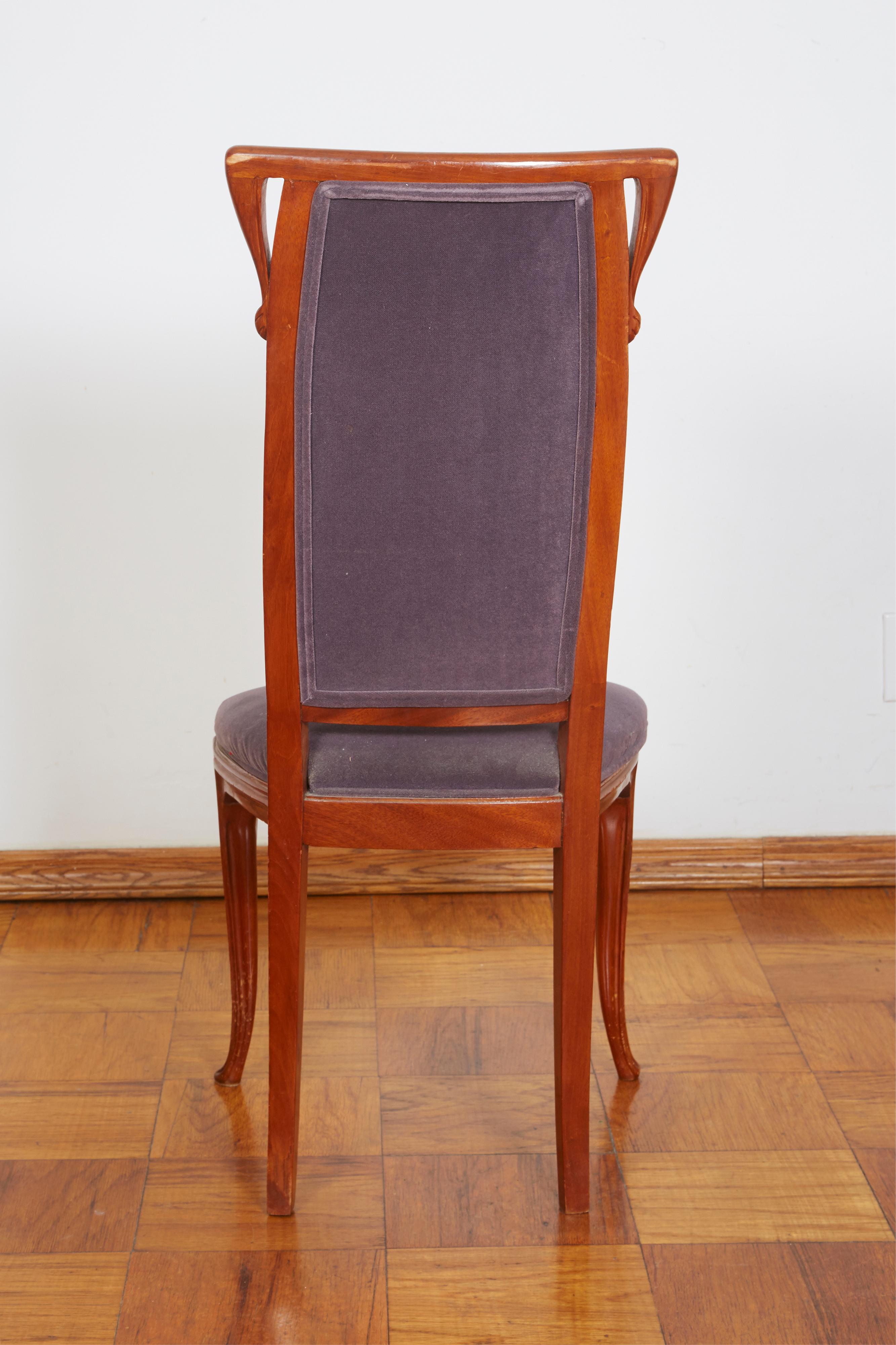 Wood French Art Nouveau Chairs by Louis Majorelle For Sale