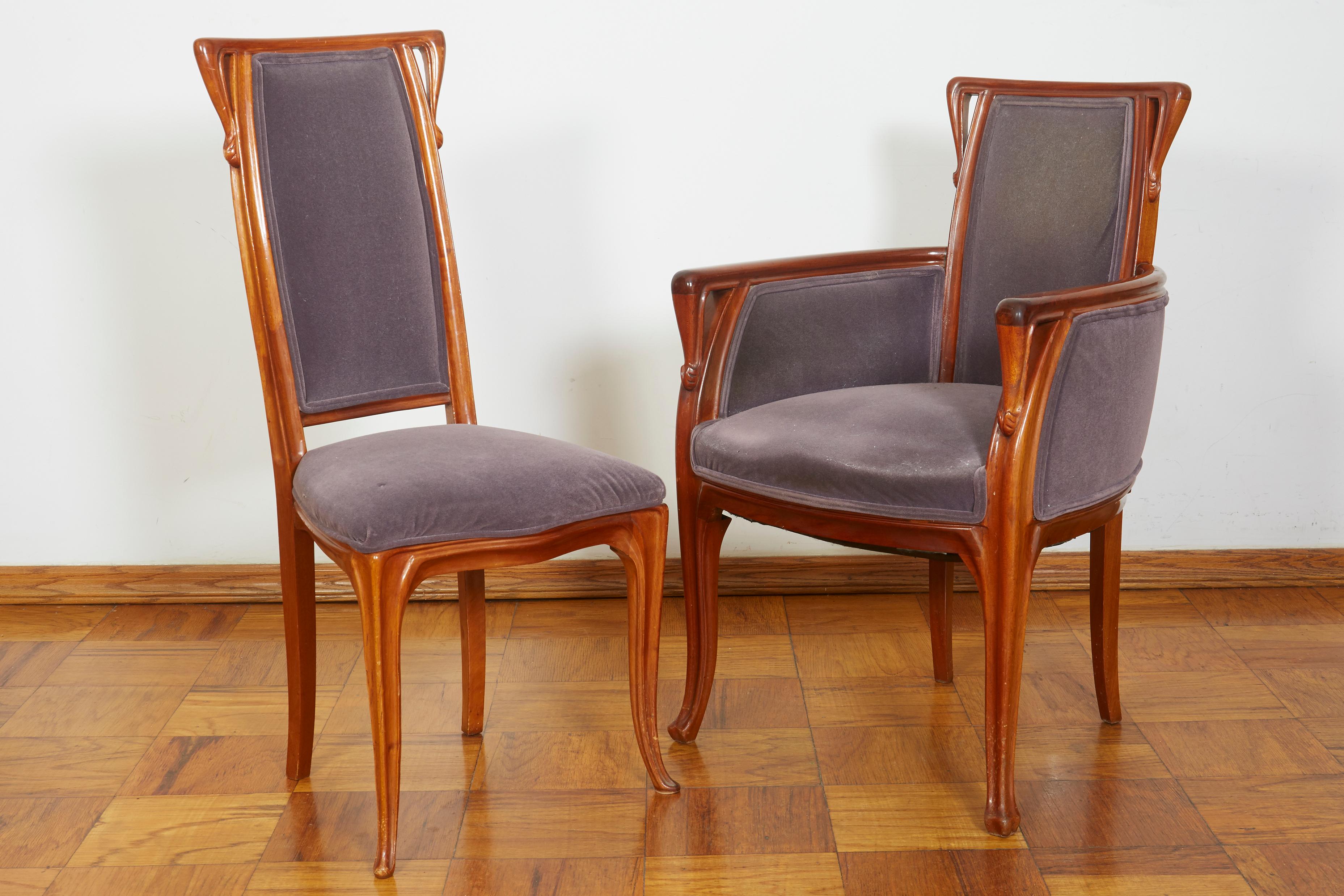 French Art Nouveau Chairs by Louis Majorelle For Sale 1