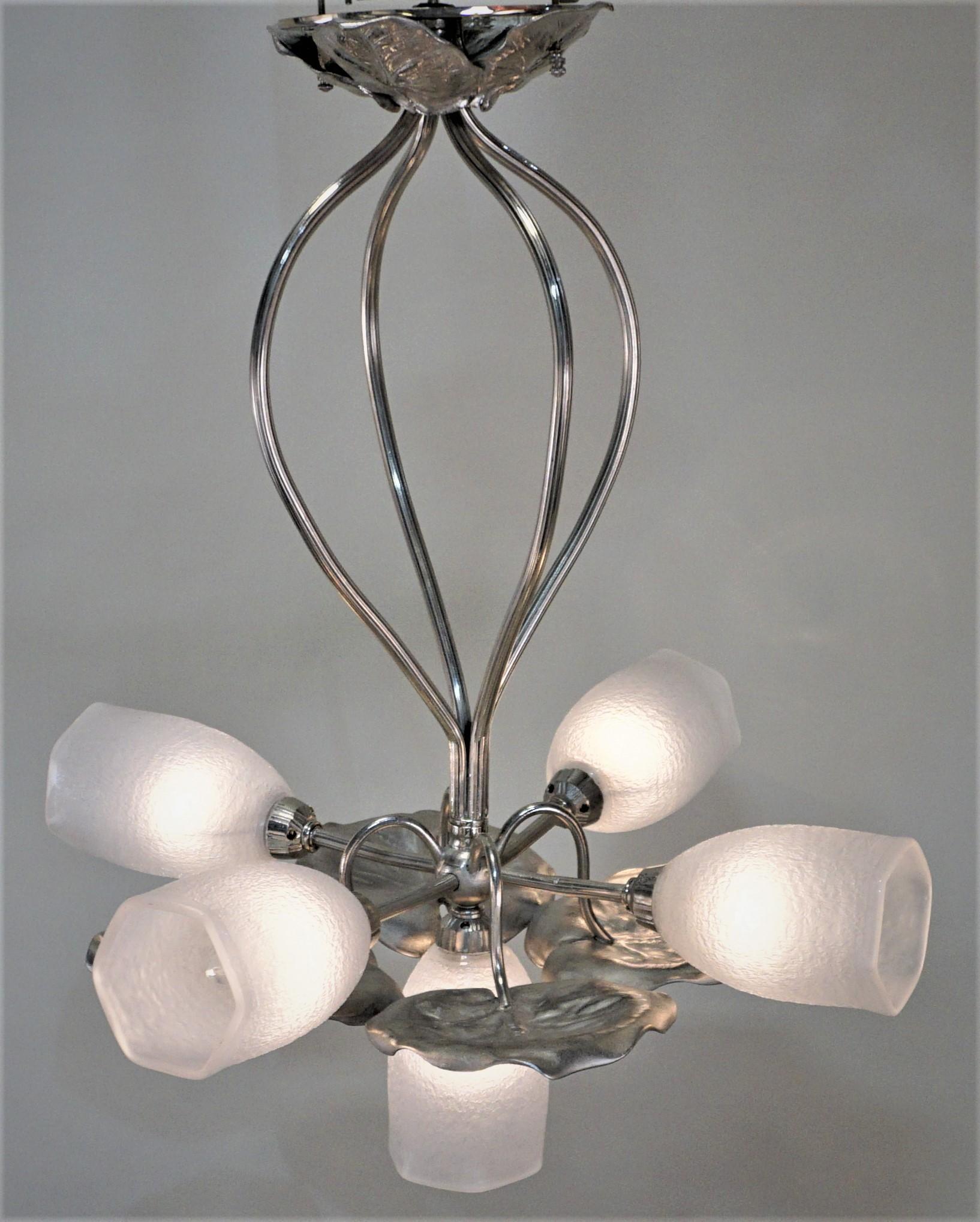 French Art Nouveau Chandelier by Muller Freres 2
